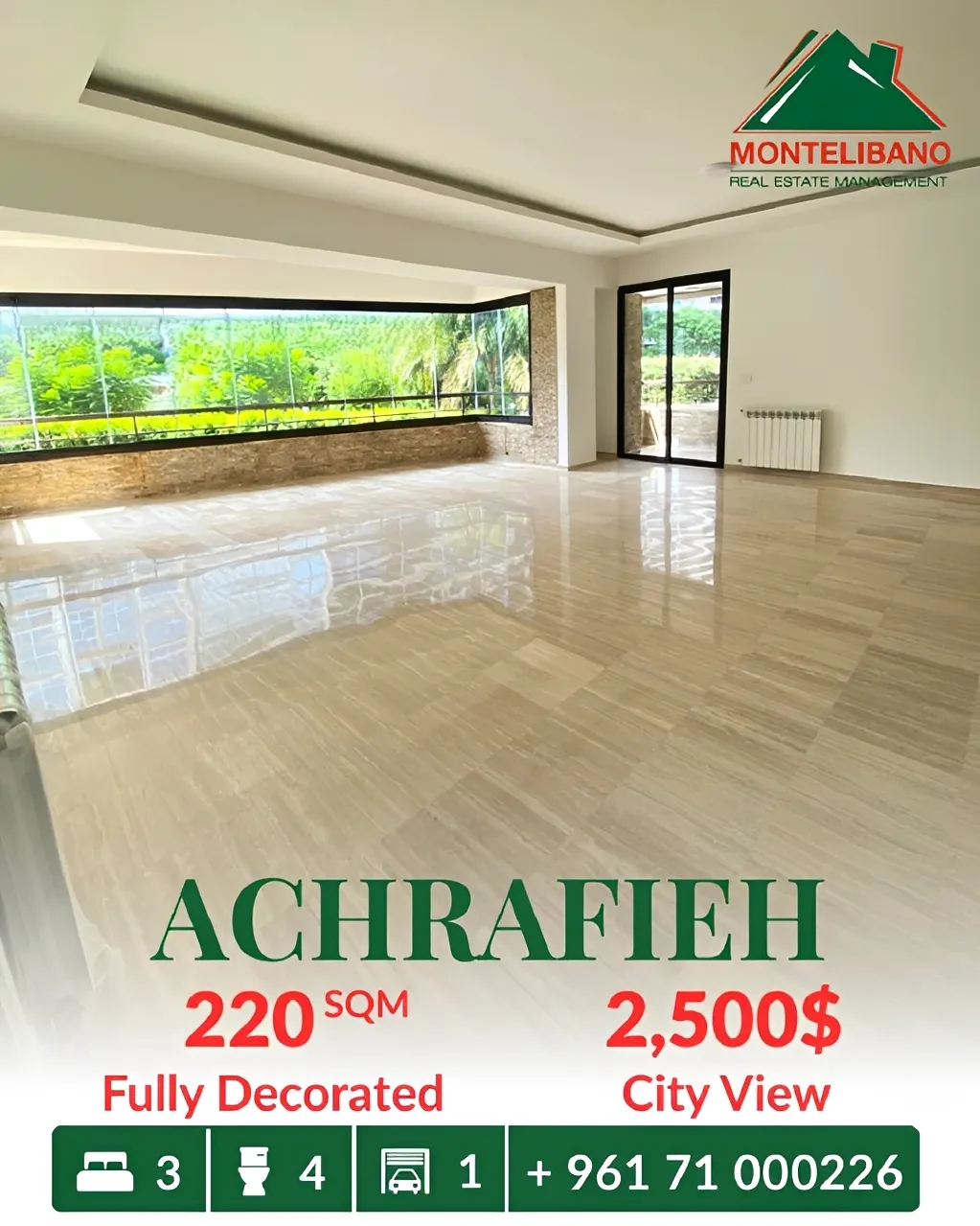 Apartment for rent in Achrafieh, Beirut, Lebanon