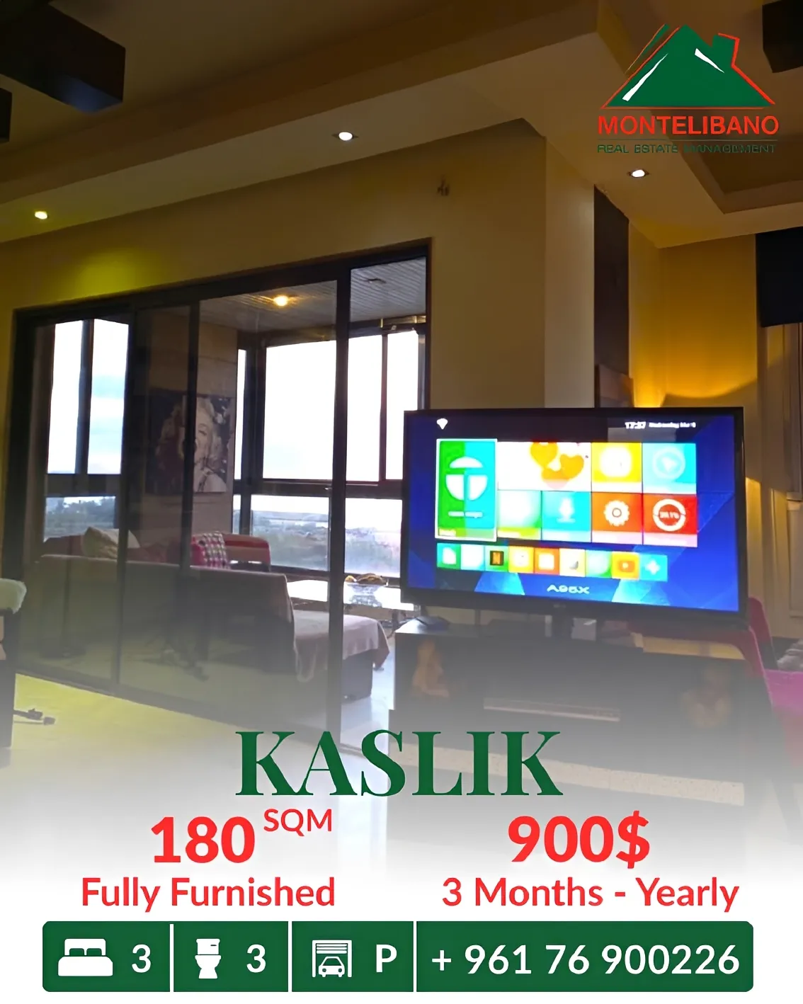 Apartment for rent in Kaslik, Lebanon