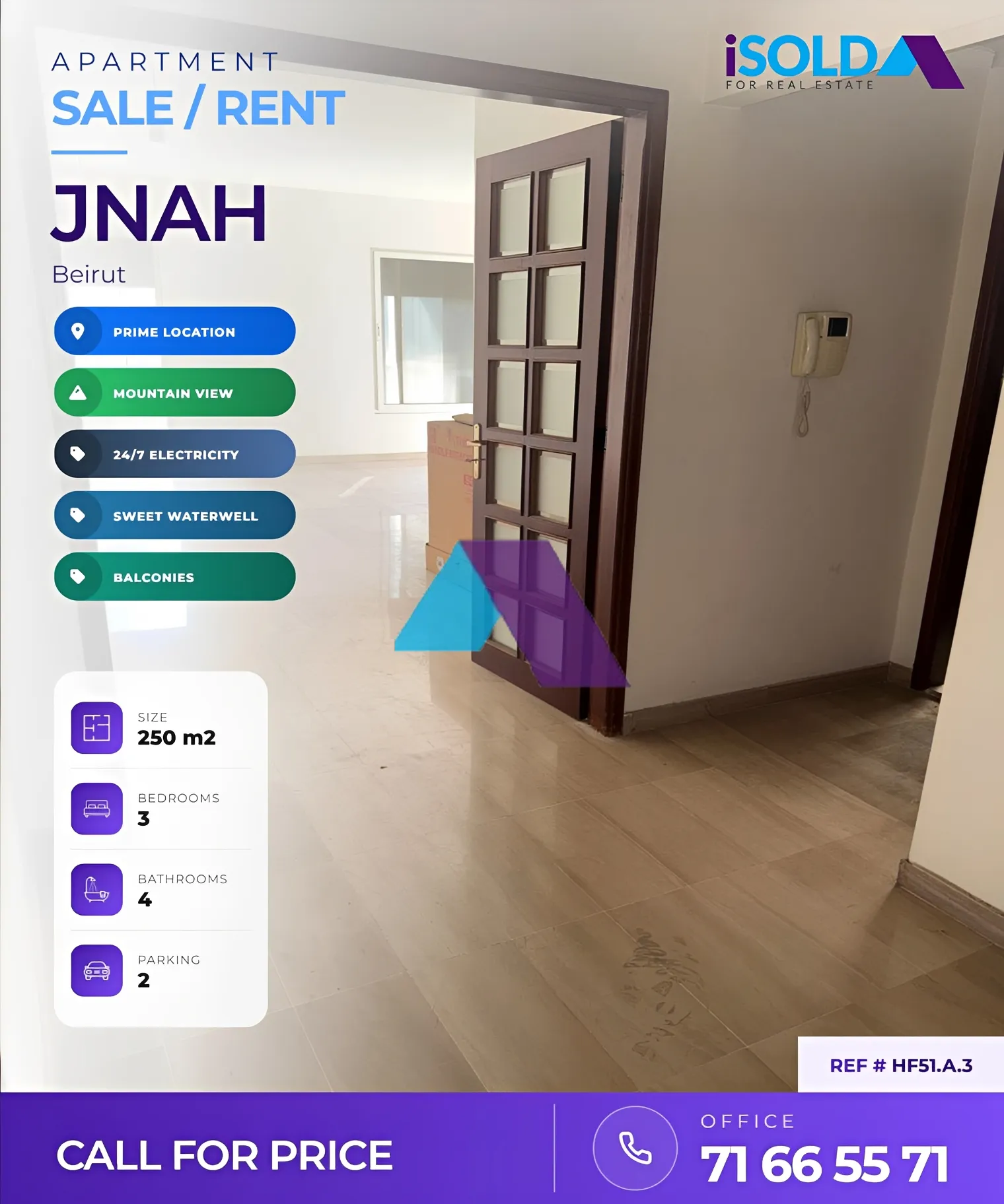 Apartment for sale in Jnah