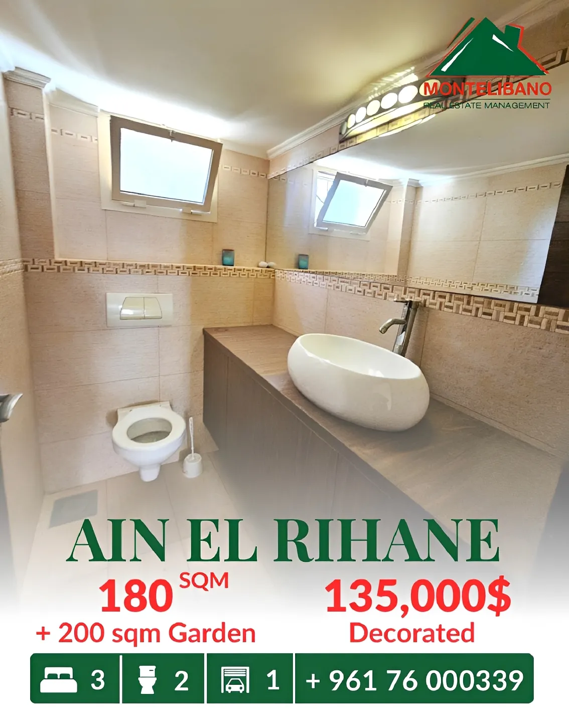 Apartment for sale in Ain El Rihaneh, Lebanon