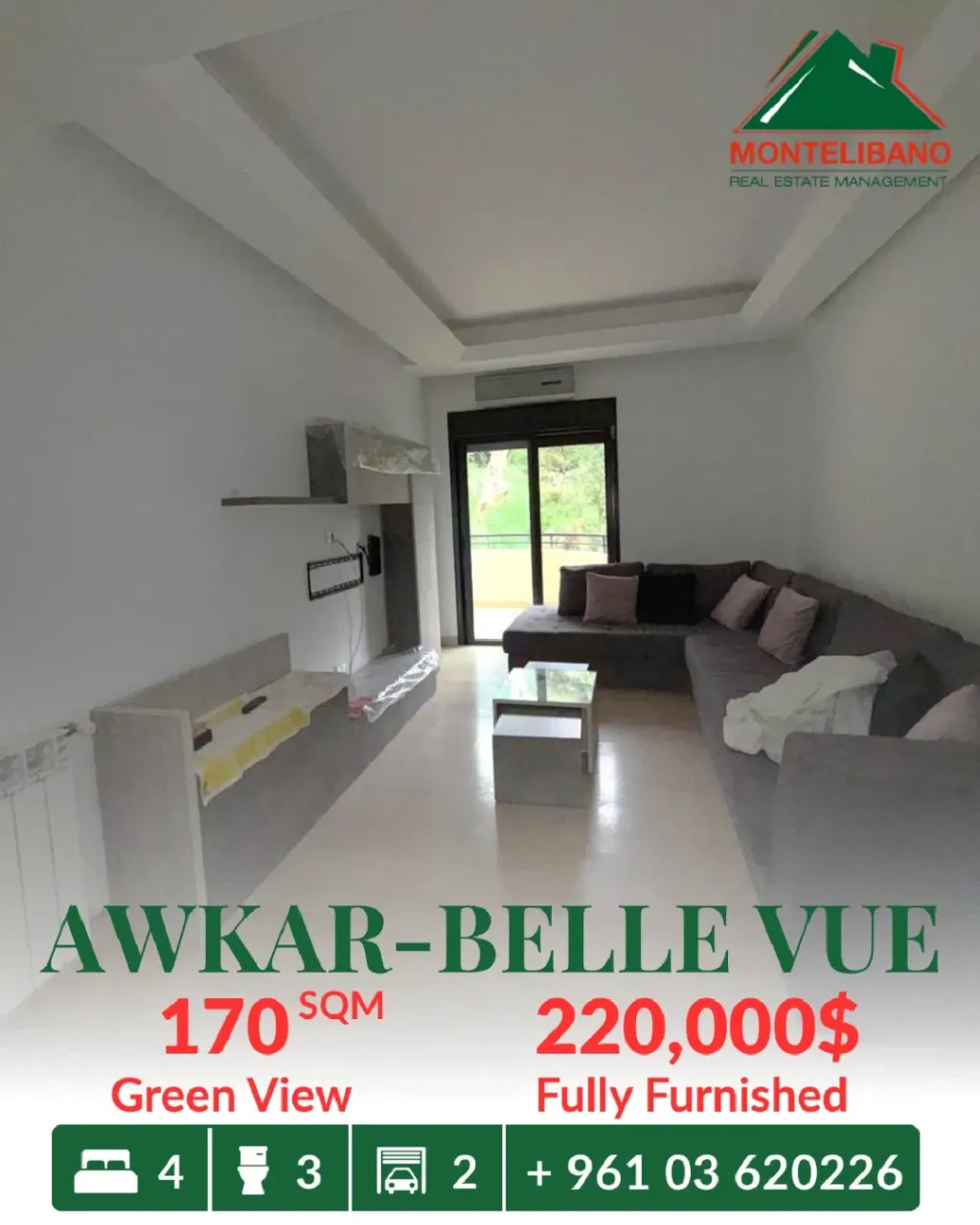 Apartment for sale in Beit Aaoukar, Lebanon - 4 bed, 3 bath