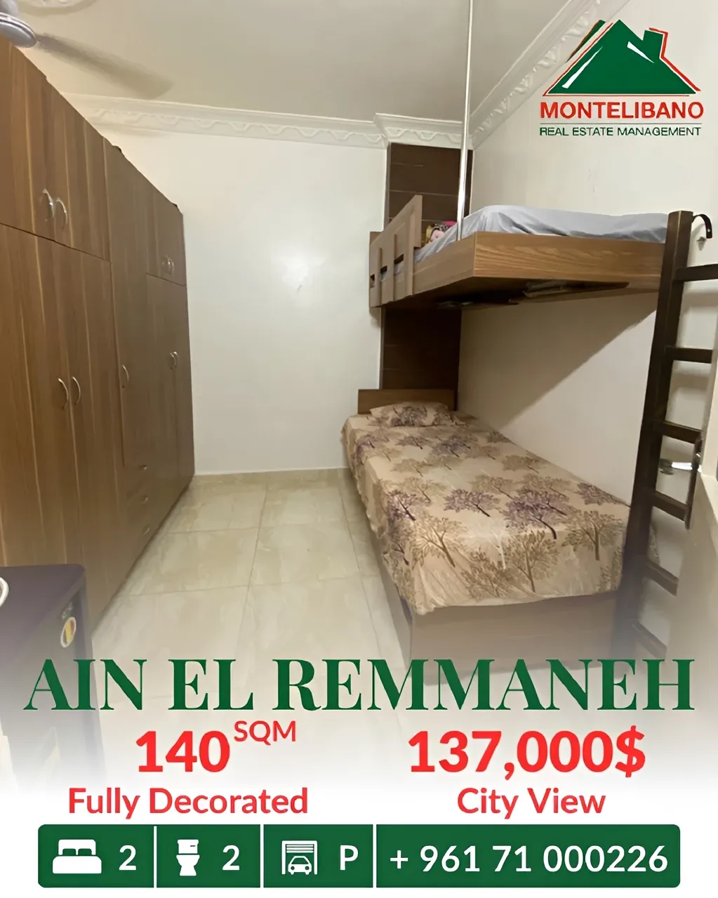 Apartment for sale in Ain El Remmaneh, Lebanon
