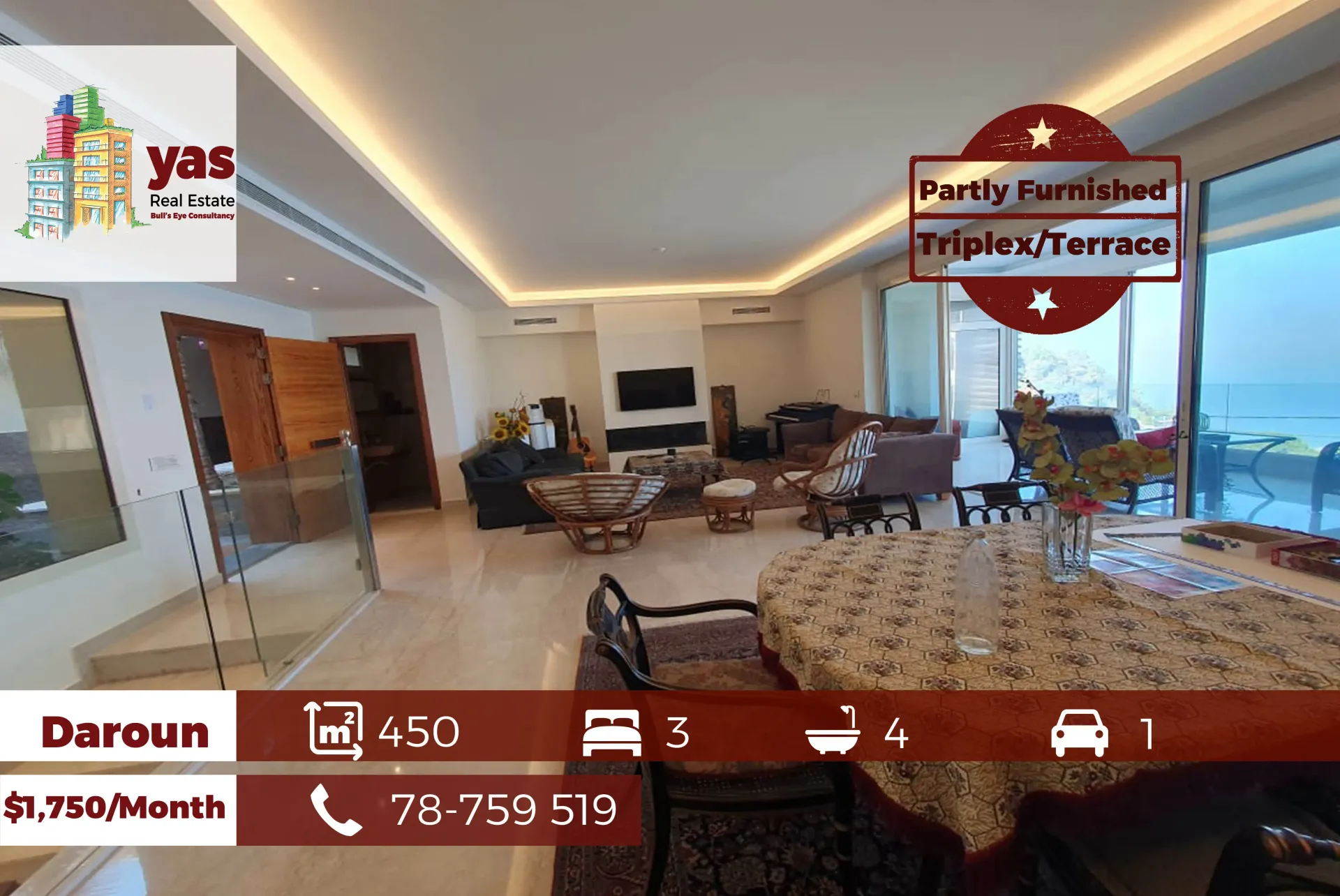Apartment for Rent in Daraoun - 3 bed, 4 bath