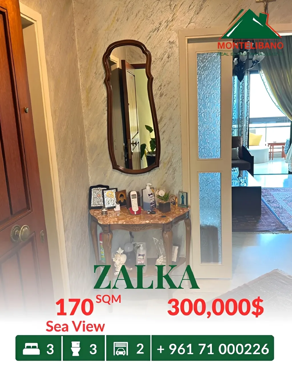 Apartment for sale in Zalqa, Lebanon - 3 bed, 3 bath
