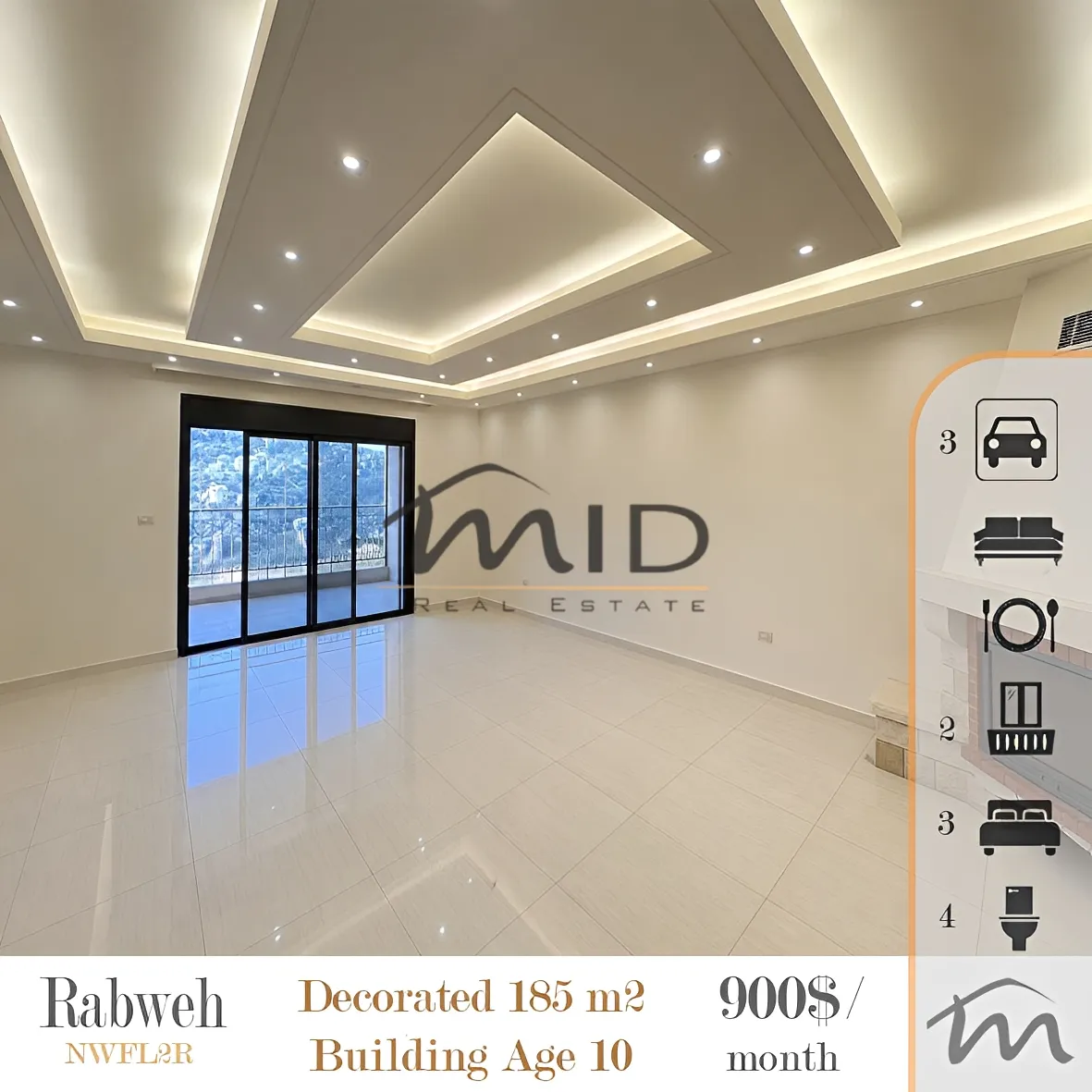 Apartment for rent in Rabweh, metn, lebanon - 3 bed, 4.0 bath
