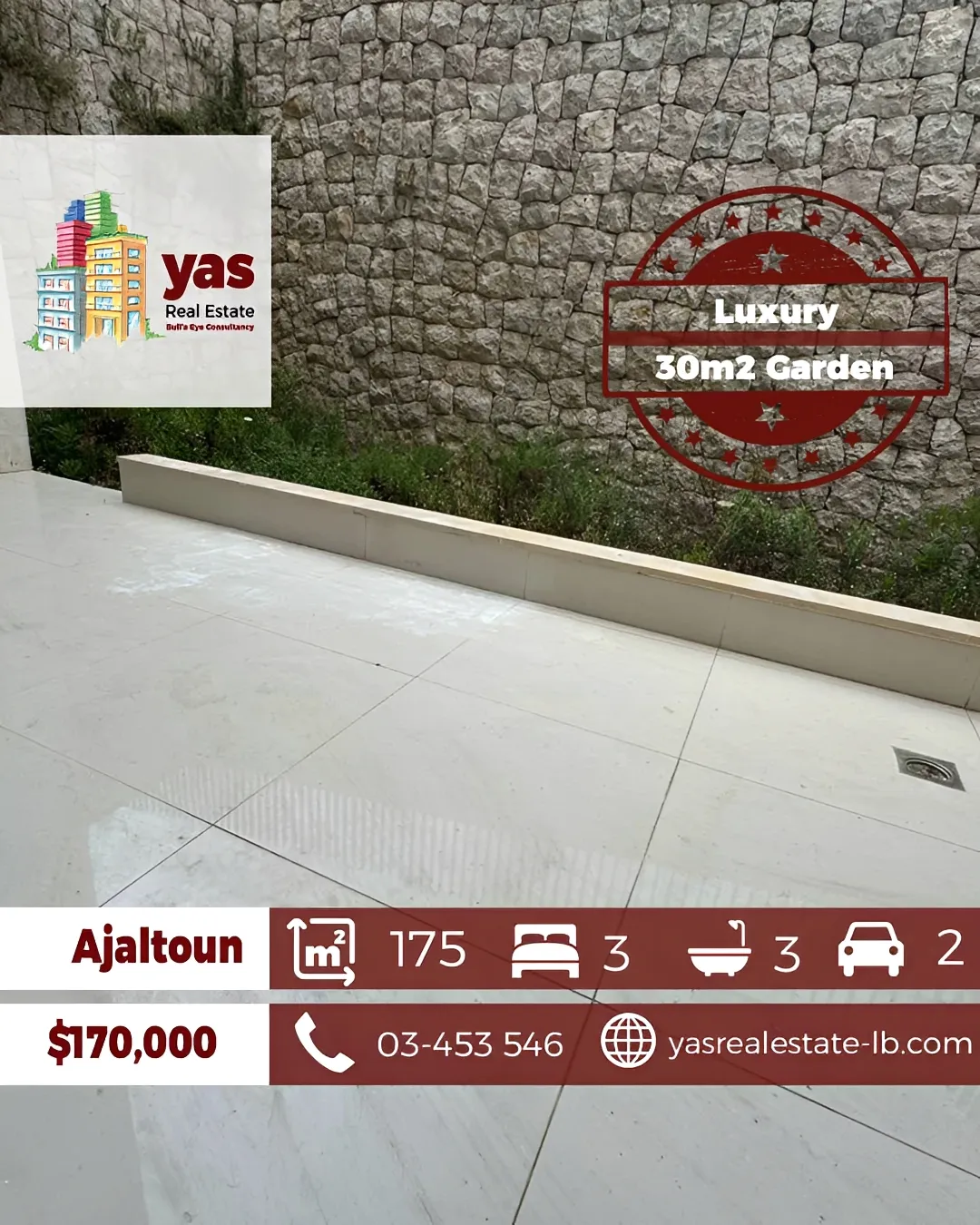 Apartment for Sale in Ajaltoun - 3 bed, 3 bath
