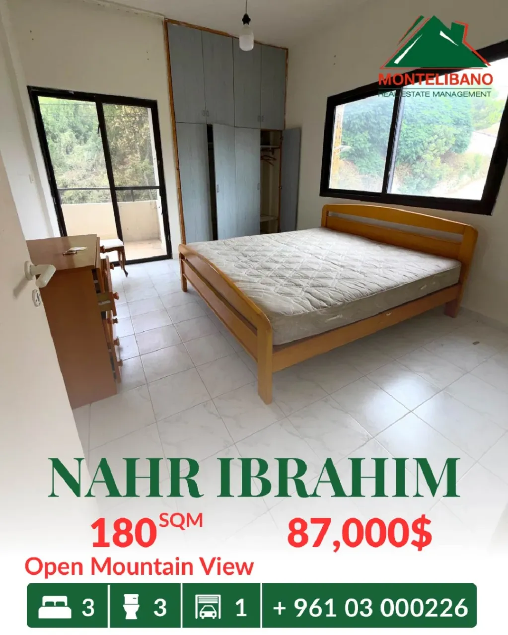 Apartment for sale in Nahr Ibrahim, Lebanon - 3 bed, 3 bath