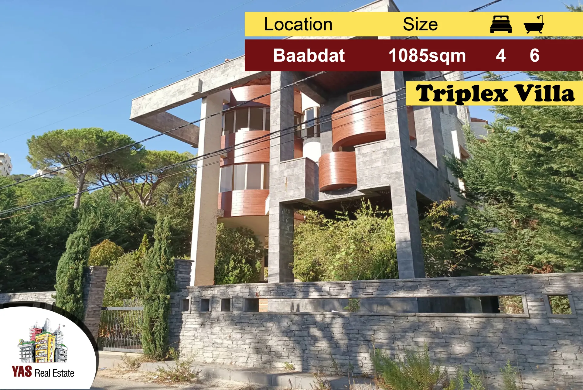 Villa for Sale in Baabdat - 4 bed, 5 bath