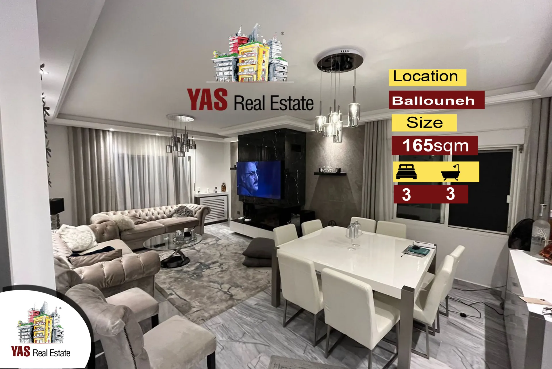 Apartment for Sale in Ballouneh - 3 bed, 3 bath