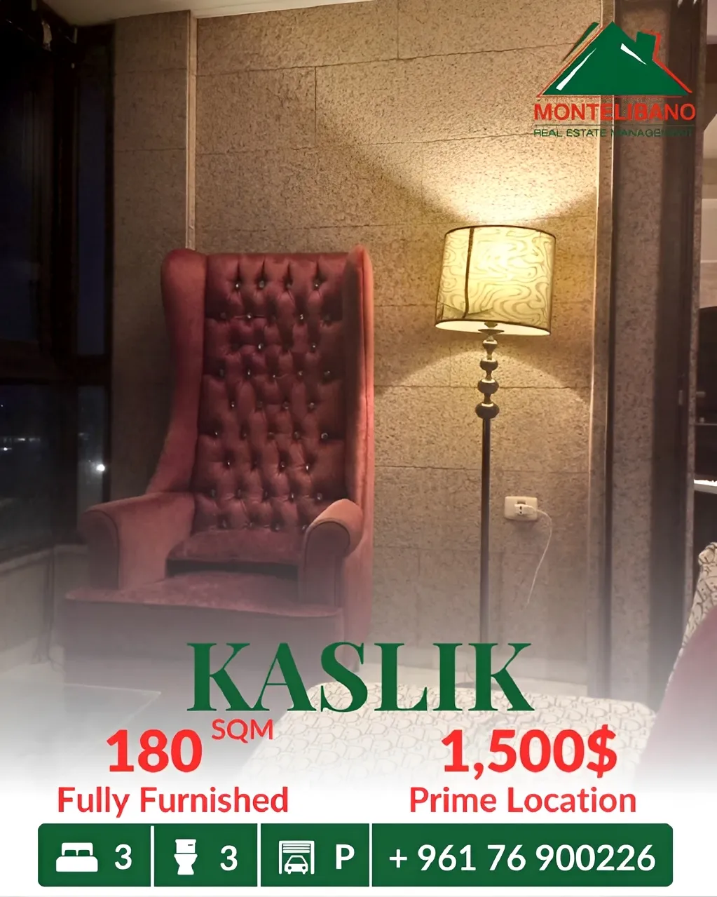 Apartment for rent in Kaslik, Lebanon