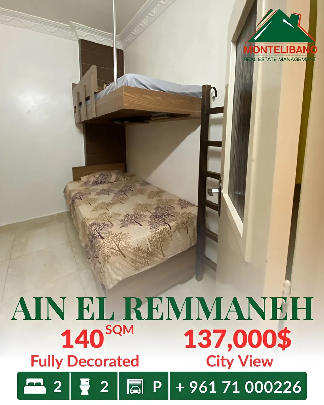 Apartment for sale in Ain El Remmaneh, Lebanon