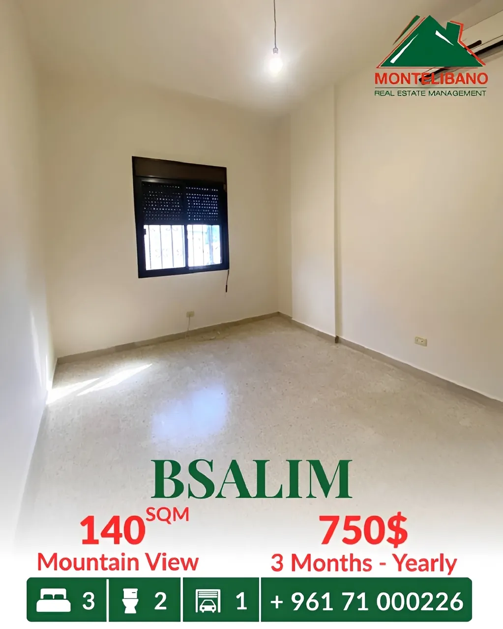 Apartment for rent in Bsalim