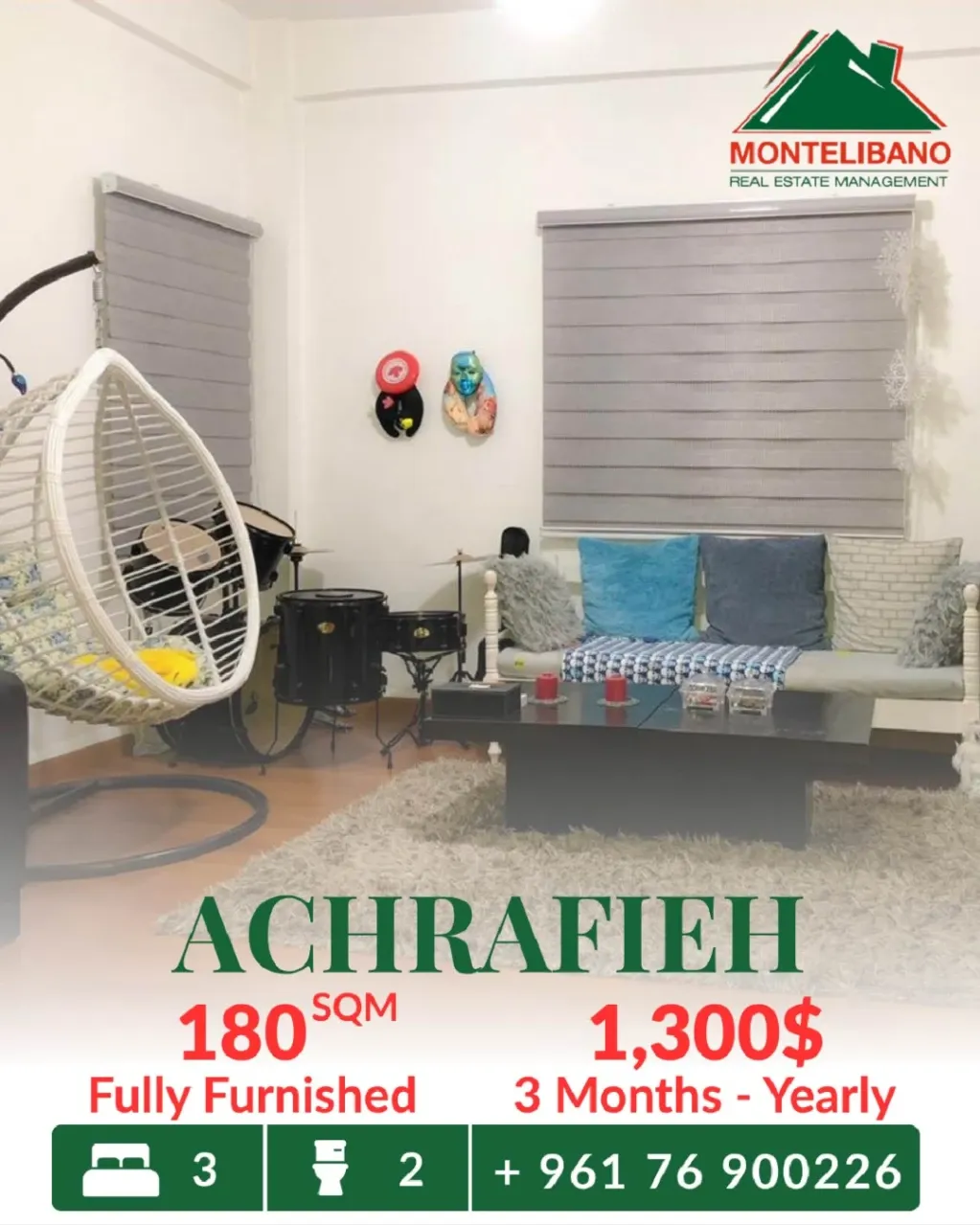 Apartment for rent in Achrafieh, Beirut, Lebanon