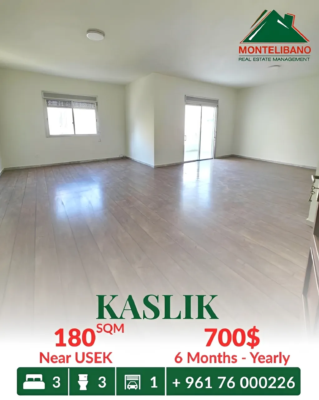 Apartment for rent in Kaslik