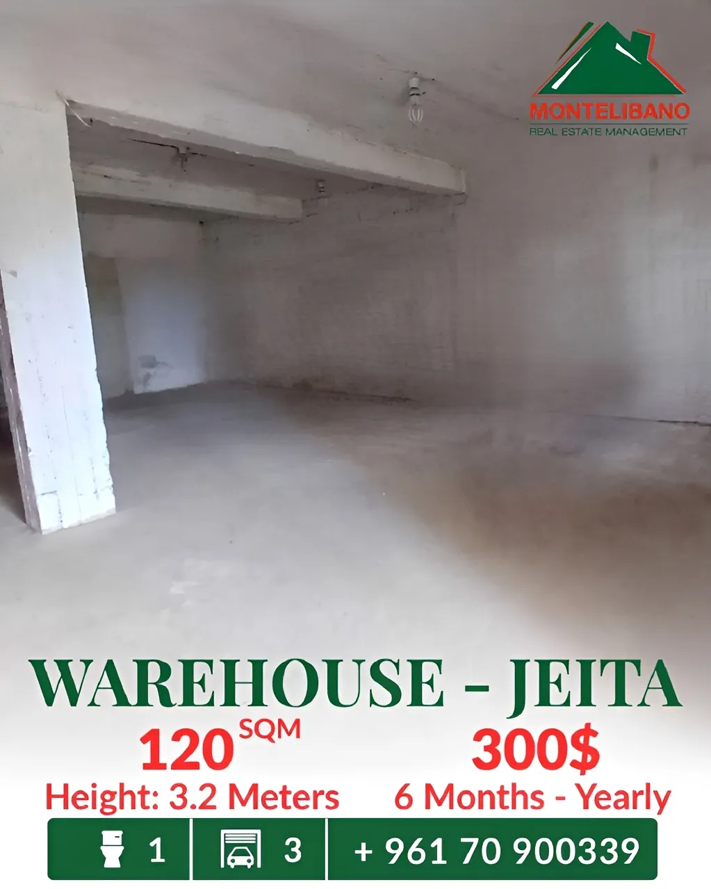 Warehouse for rent in Jeita, Lebanon