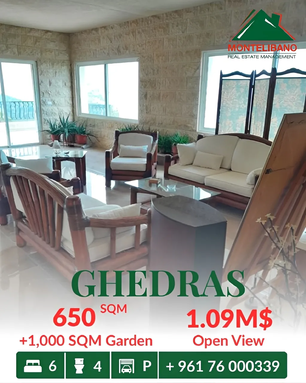 Apartment for sale in Ghadras, Lebanon