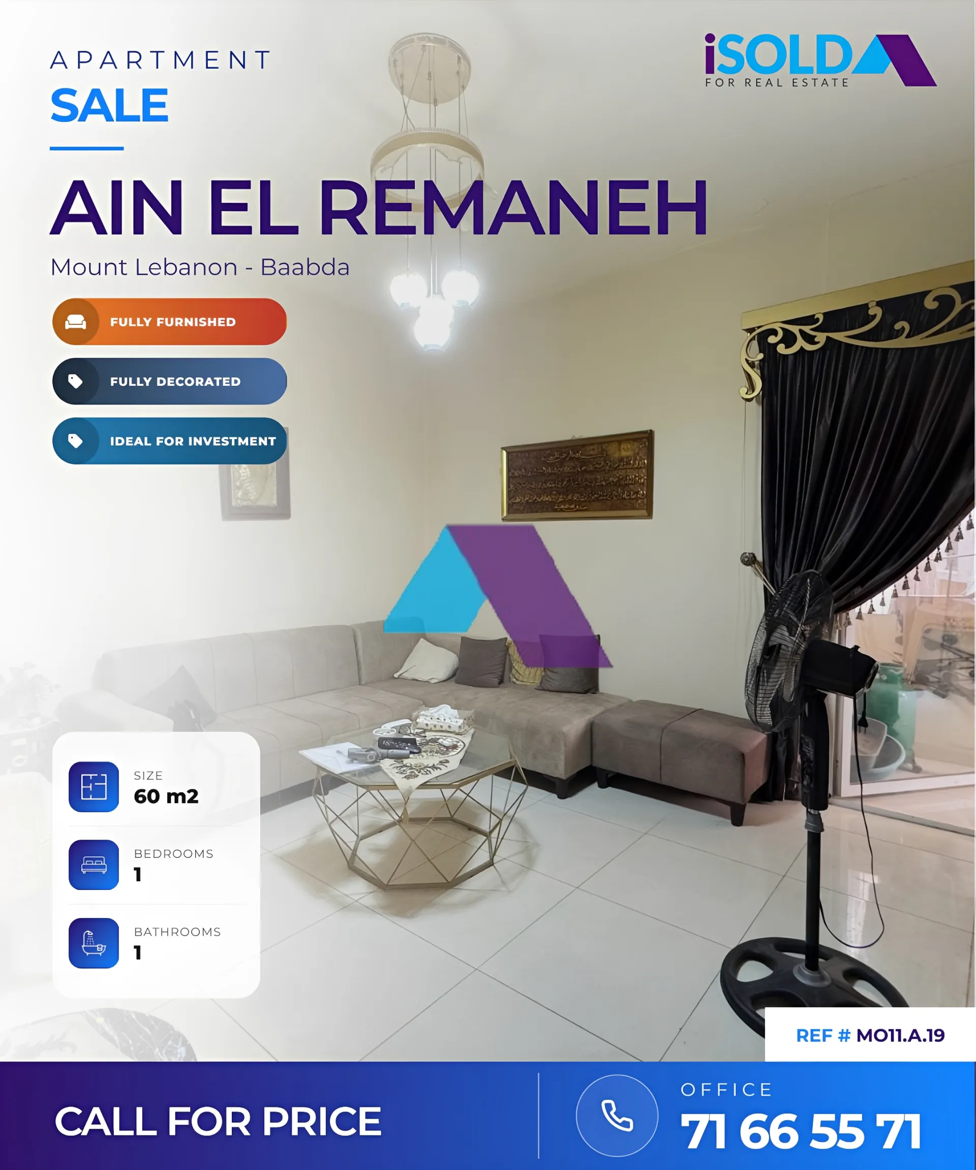 Apartment for sale in Ain El Remmaneh, Lebanon