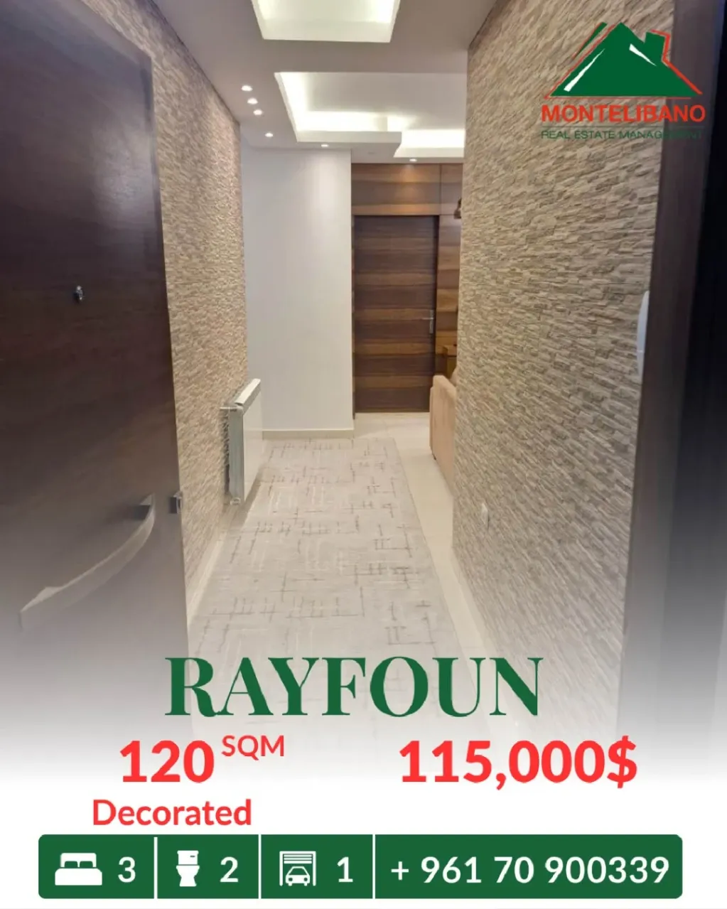 Apartment for sale in Rayfoun, Lebanon