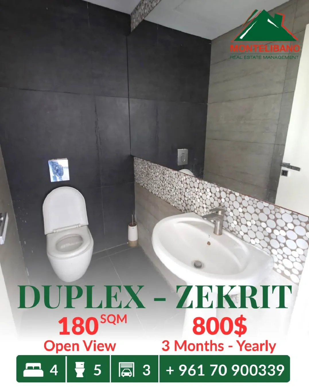 Duplex for rent in Zikrit, Lebanon