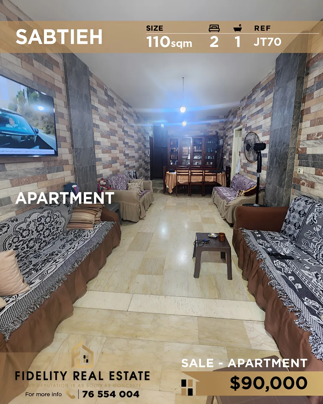 Apartment for sale in Sabtiyeh, Lebanon - 2 bed, 1 bath