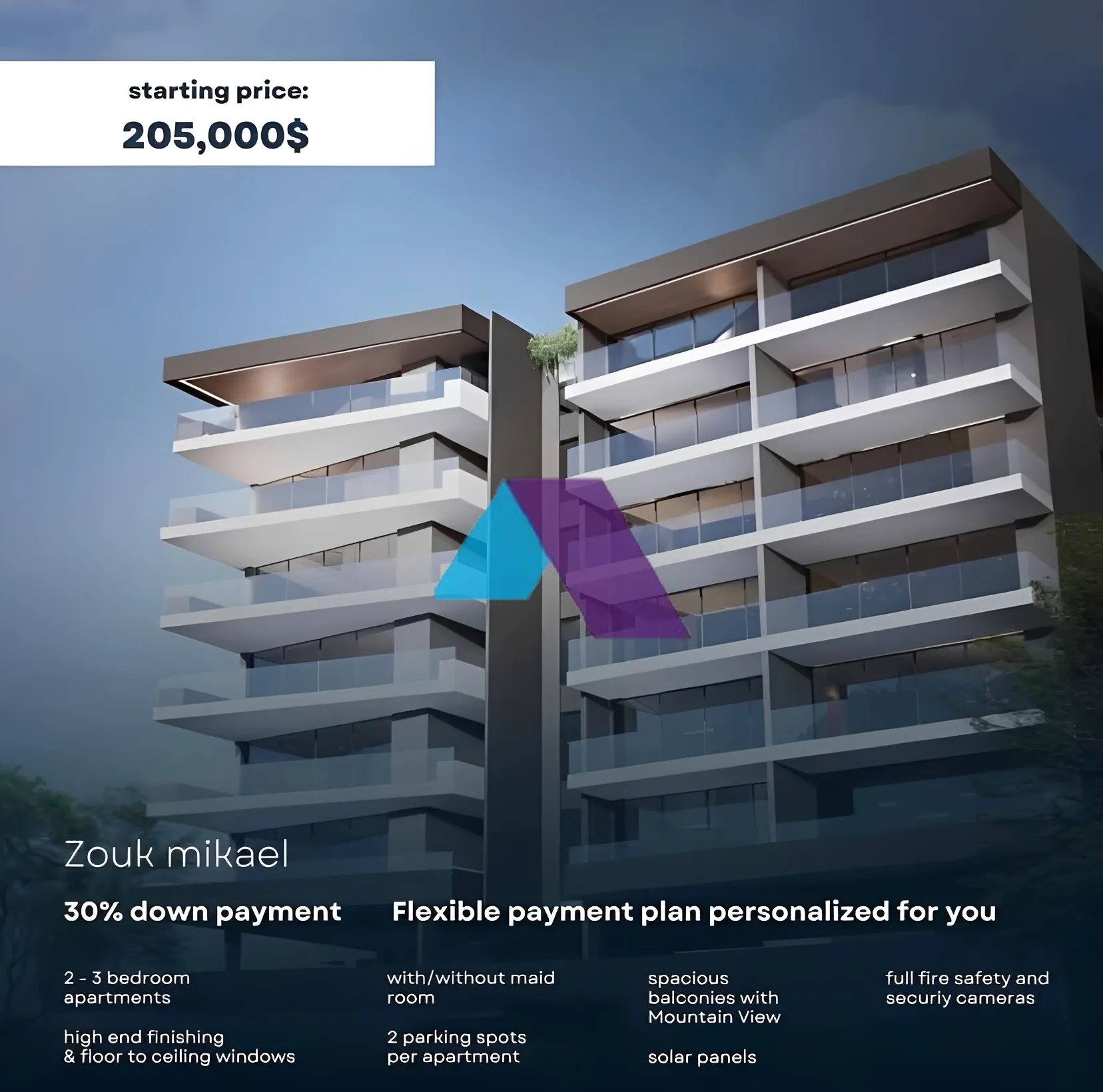 Apartment for Sale in Zouk Mikael - 3 bed, 3 bath