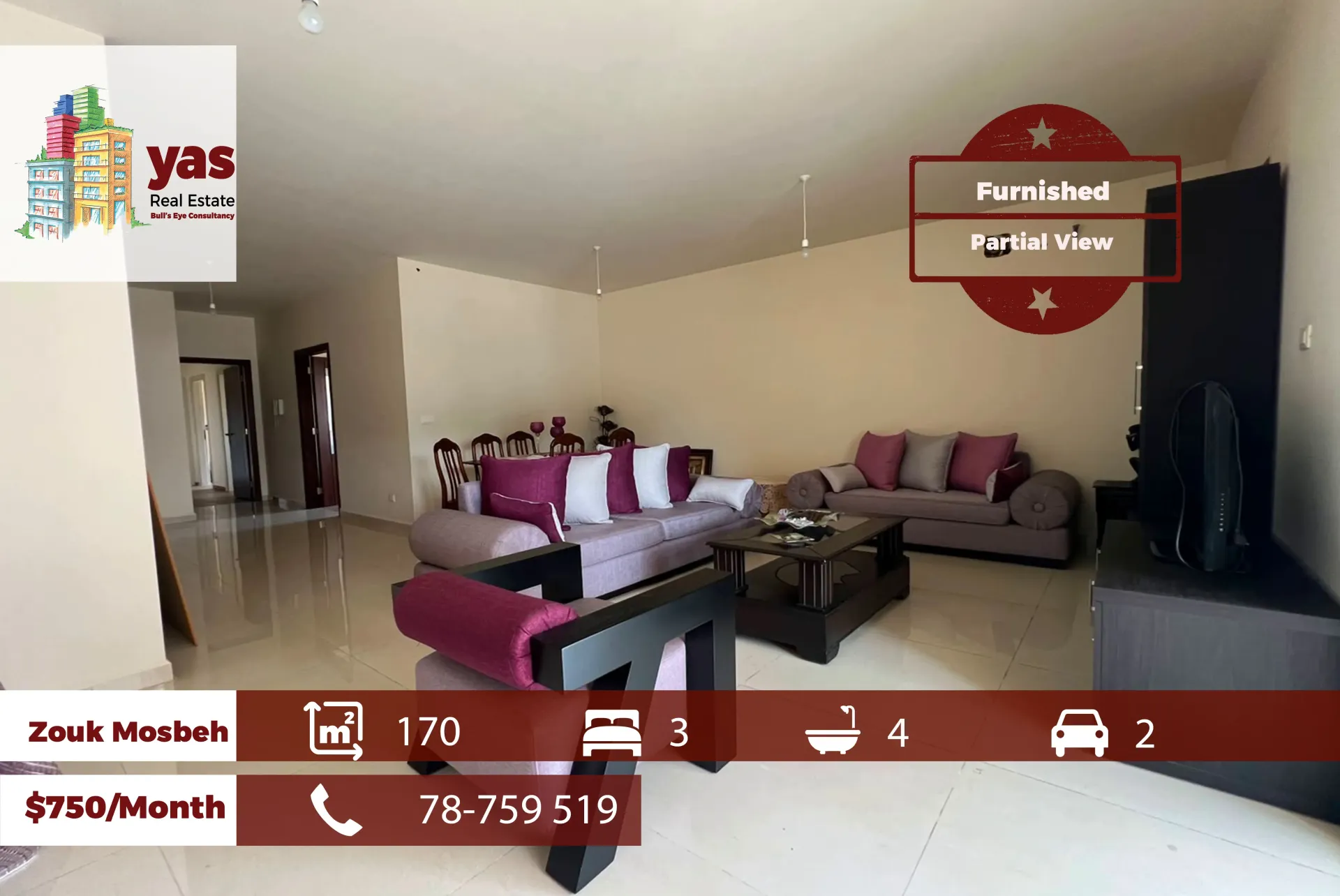 Apartment for Rent in Zouk Mosbeh - 3 bed, 4 bath