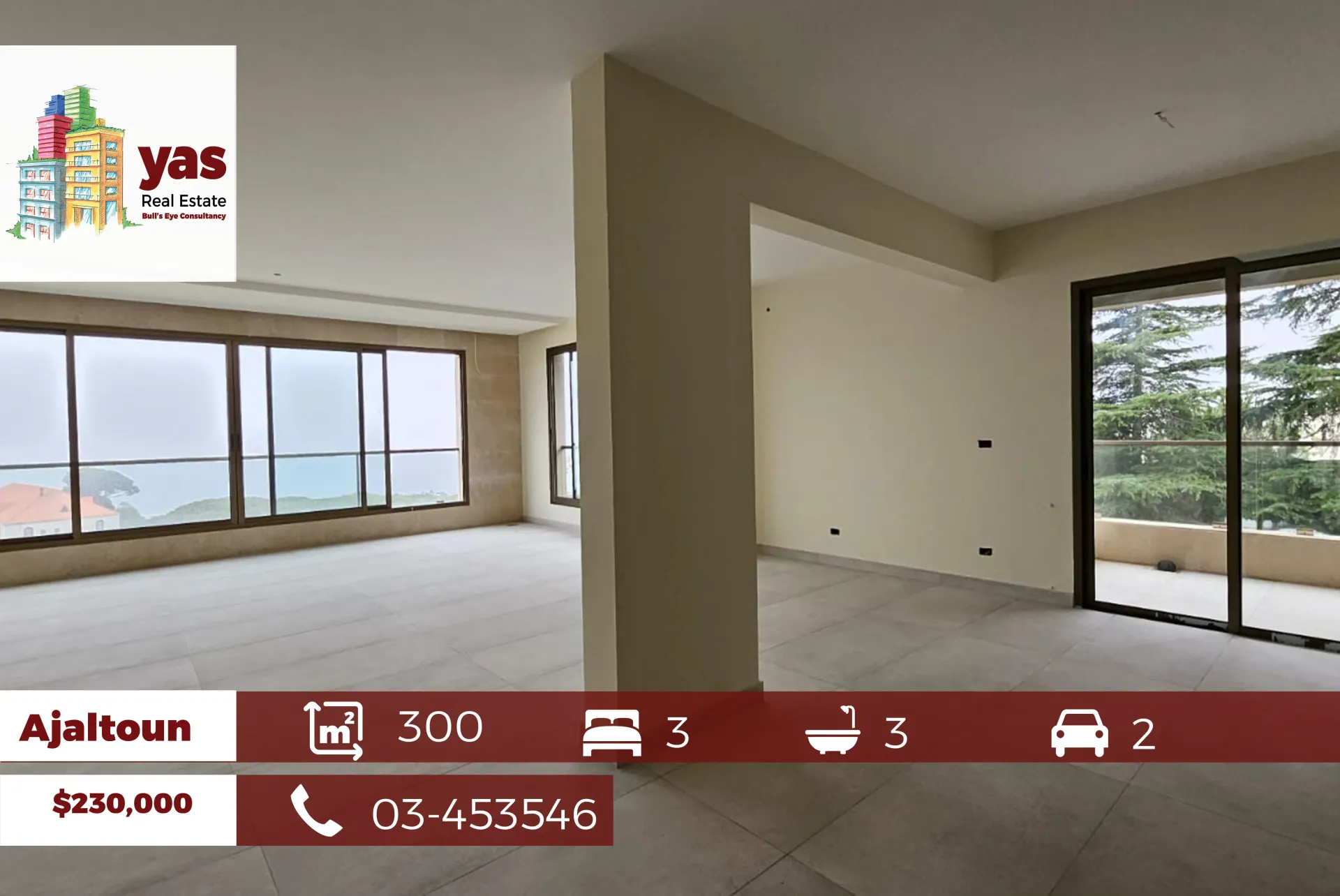 Apartment for Sale in Ajaltoun - 3 bed, 3 bath