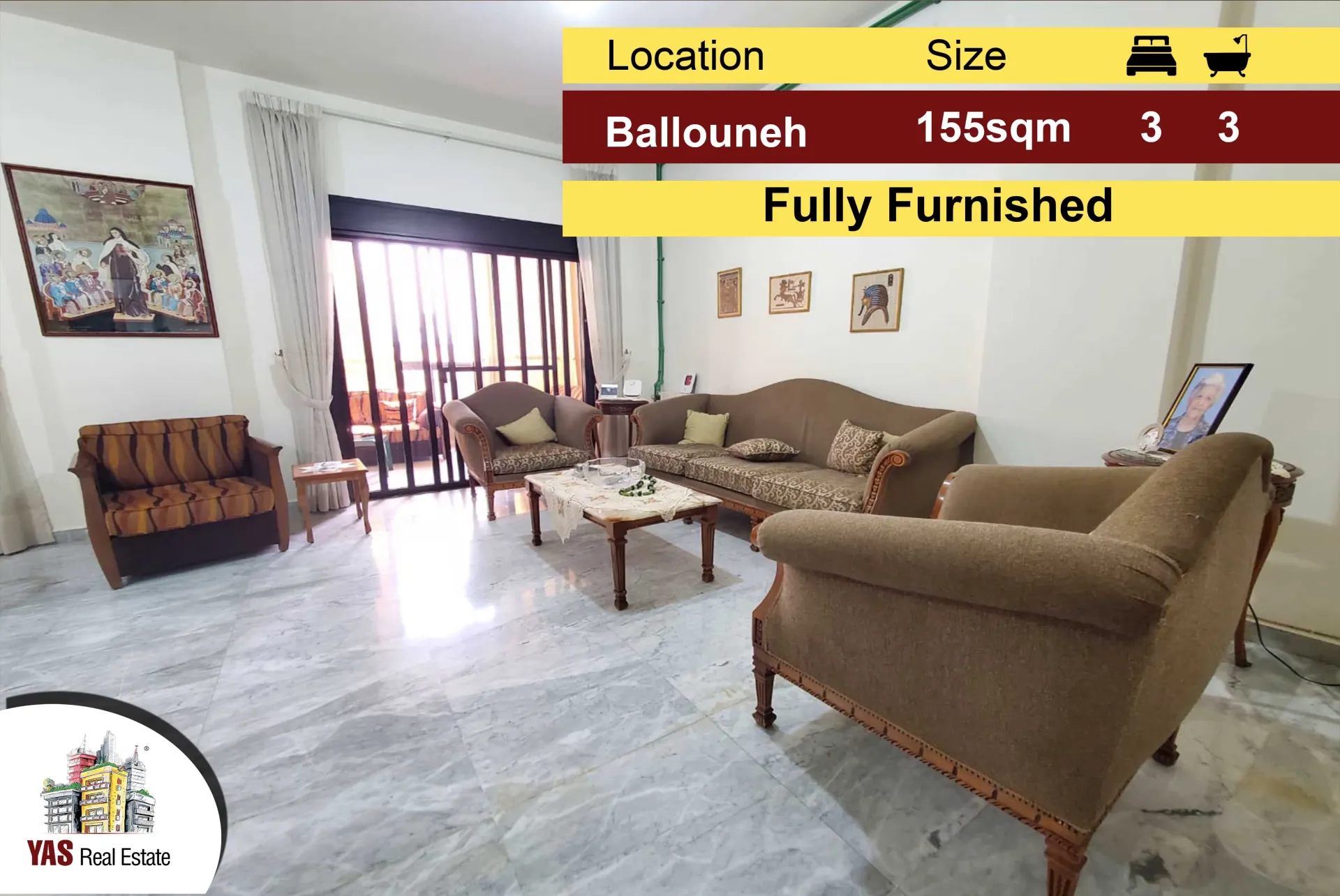 Apartment for Sale in Ballouneh - 3 bed, 3 bath
