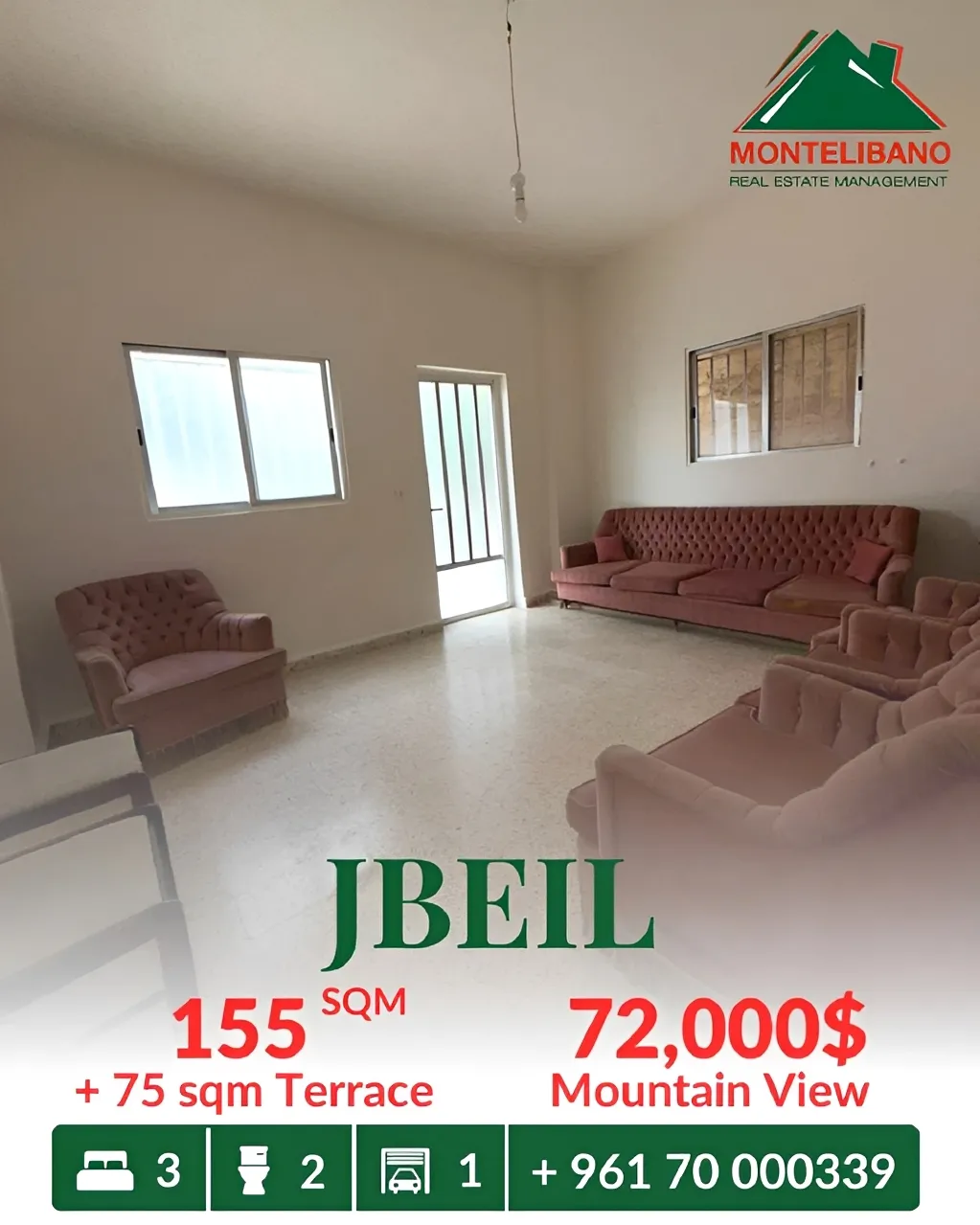 Apartment for sale in Jbeil, Lebanon - 3 bed, 2 bath