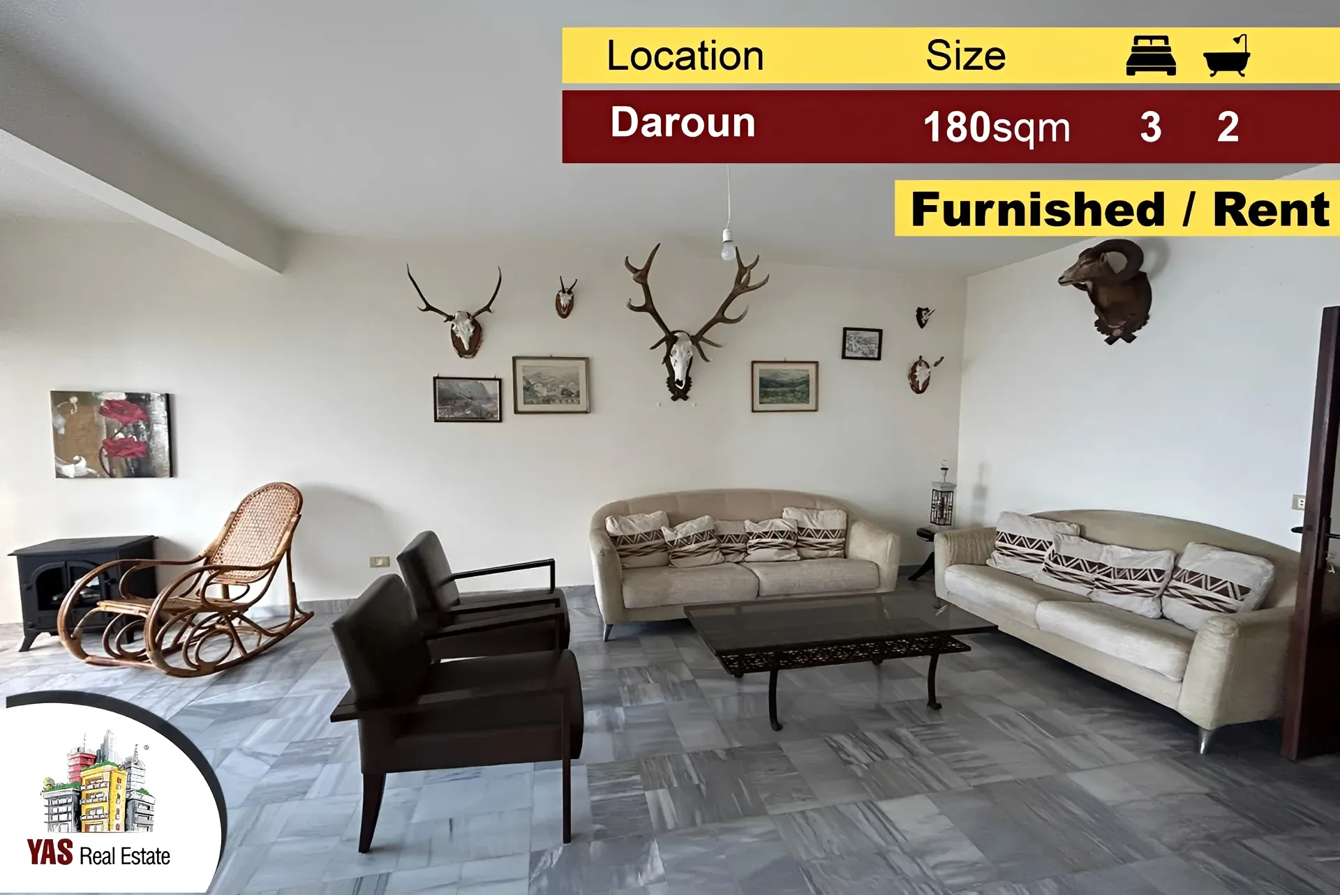 Apartment for Rent in Daraoun - 3 bed, 2 bath