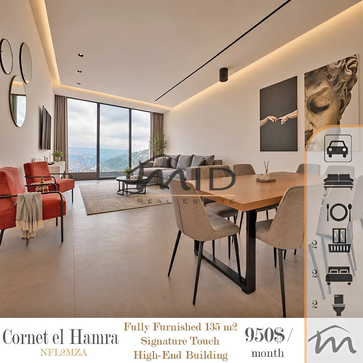 Apartment for rent in Qornet El Hamra