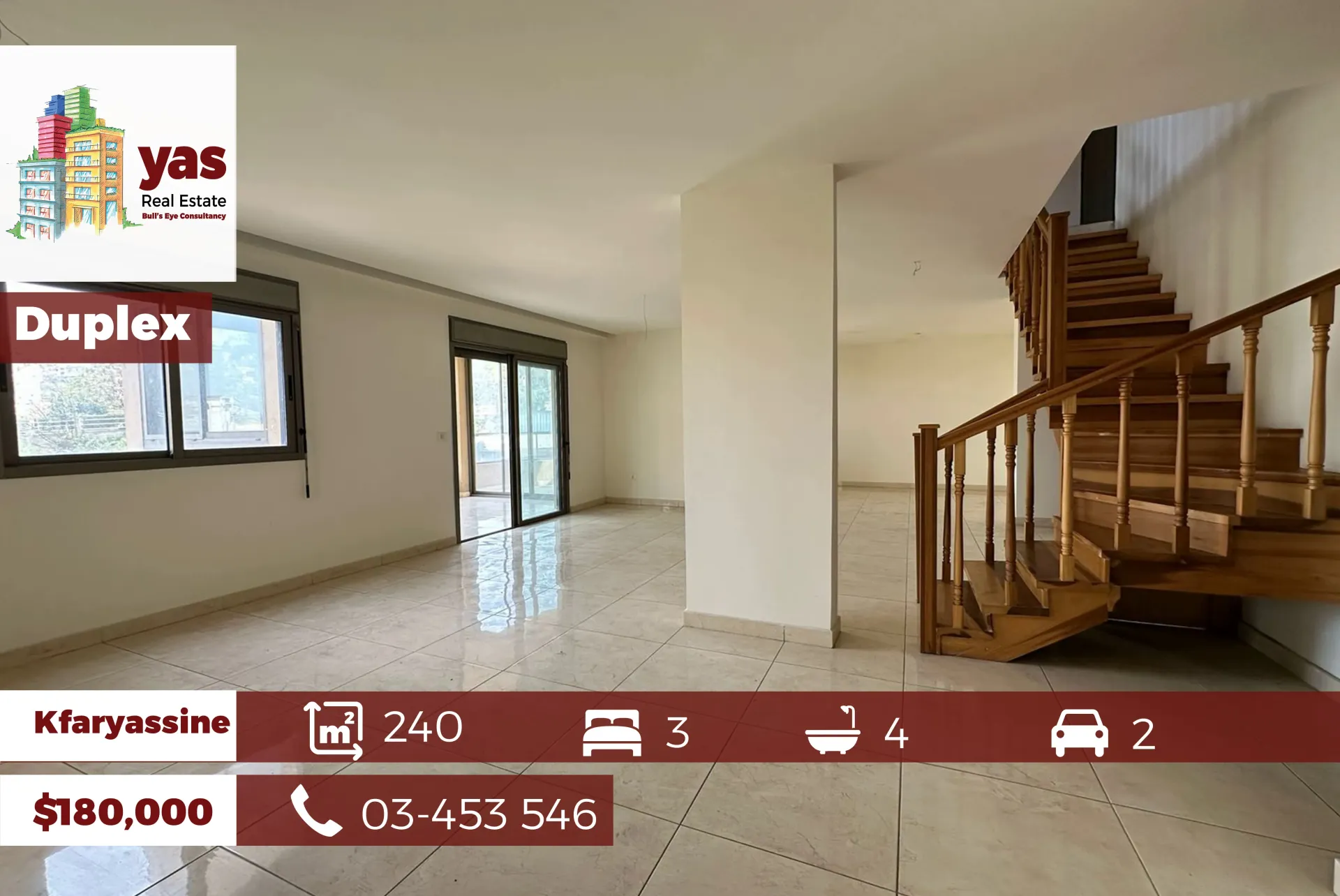 Apartment for Sale in Kfar Yassine - 3 bed, 4 bath