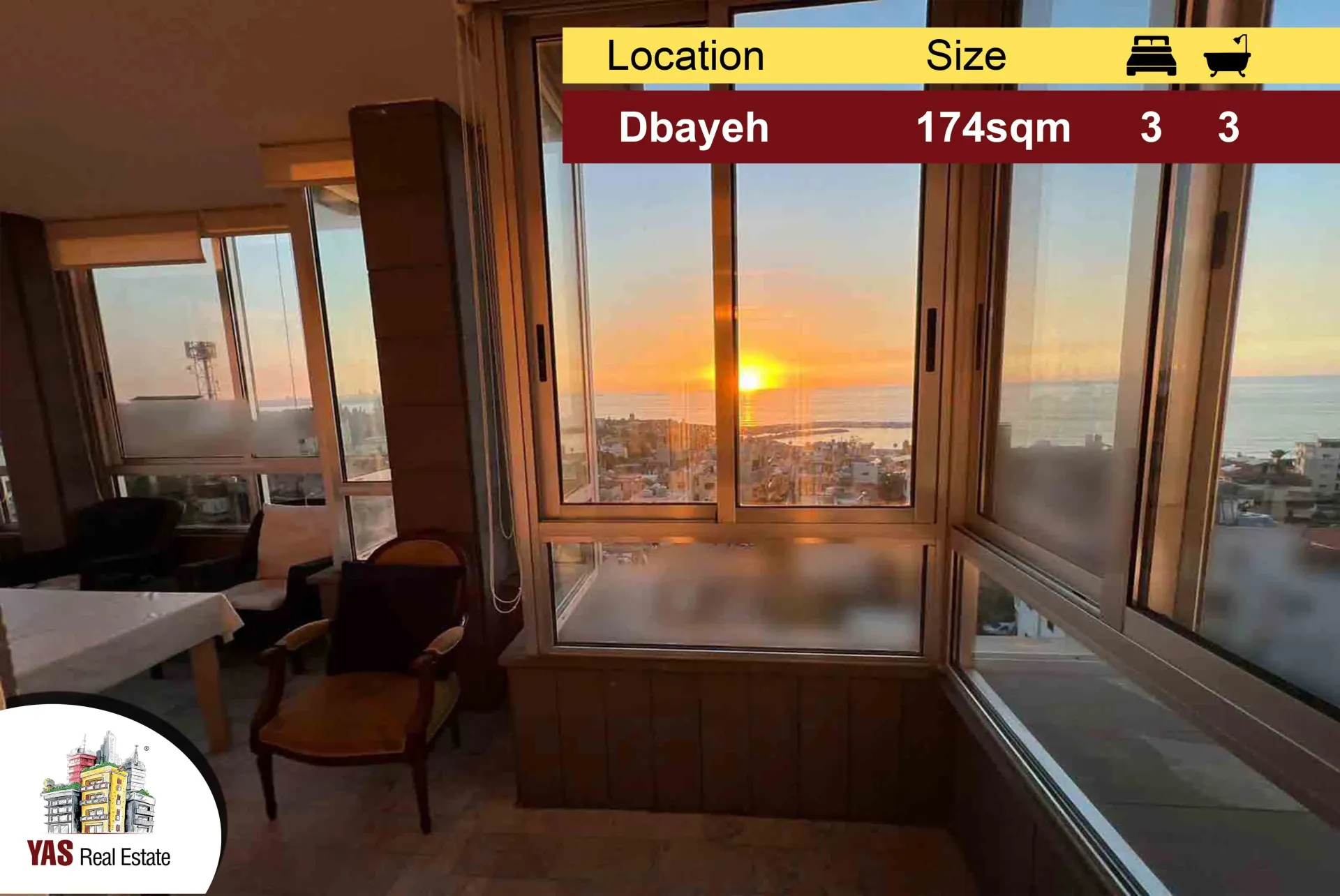 Apartment for Sale in Dbayeh - 3 bed, 3 bath