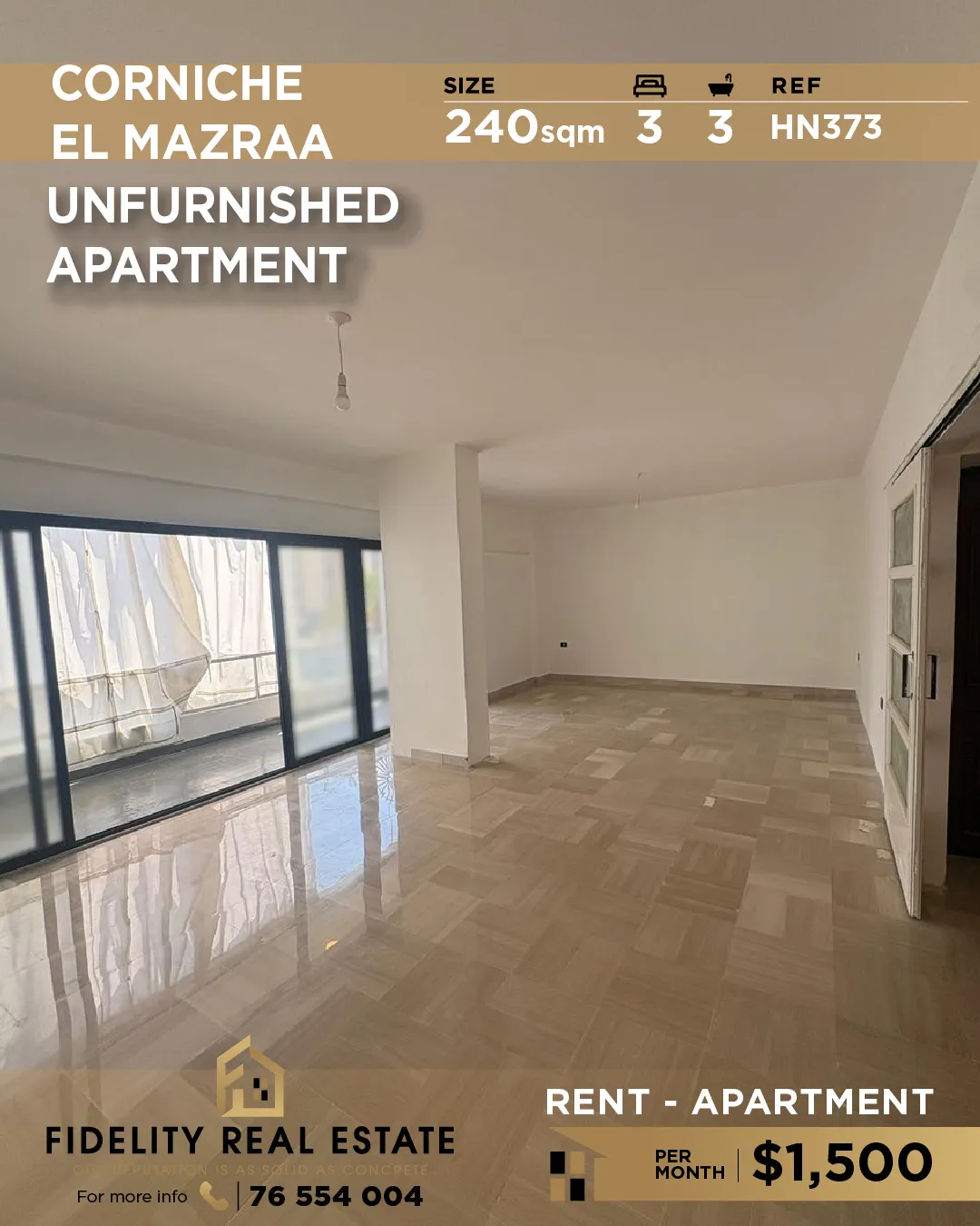 Apartment for rent in Corniche el Mazraa, Beirut, Lebanon