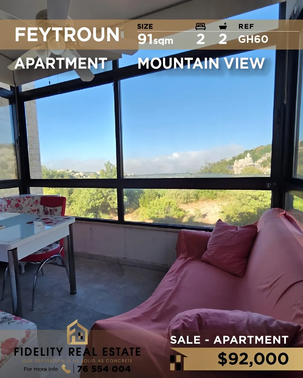 Apartment for sale in Faitroun, Lebanon - 2 bed, 2 bath
