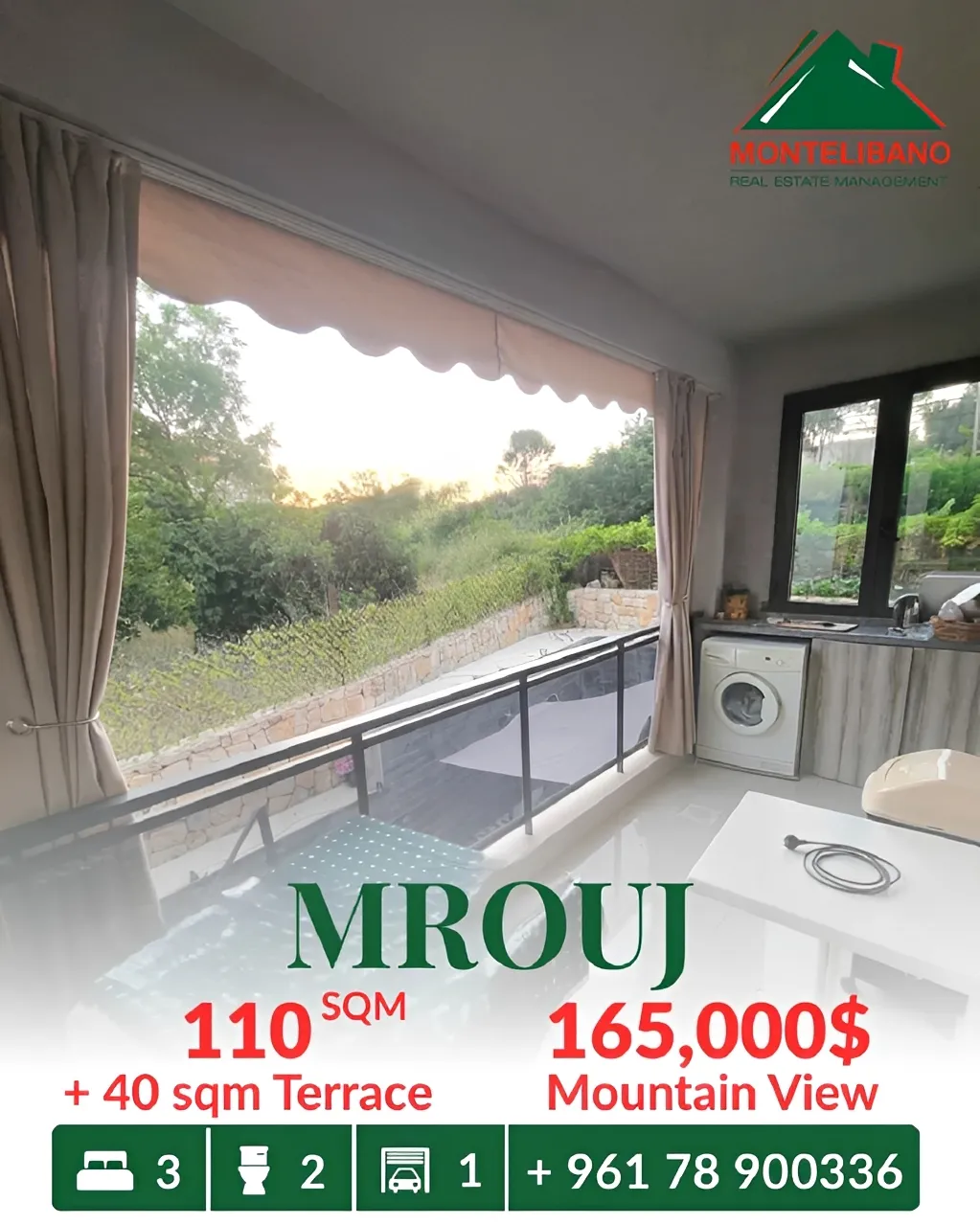Apartment for sale in Mrouj, Lebanon - 3 bed, 2 bath
