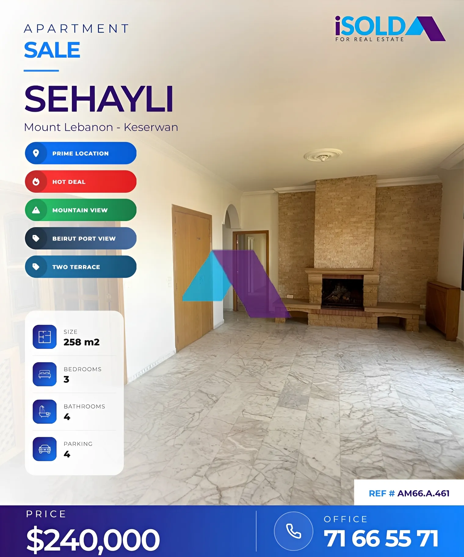 Apartment for sale in Sehayleh, Lebanon - 3 bed, 3 bath