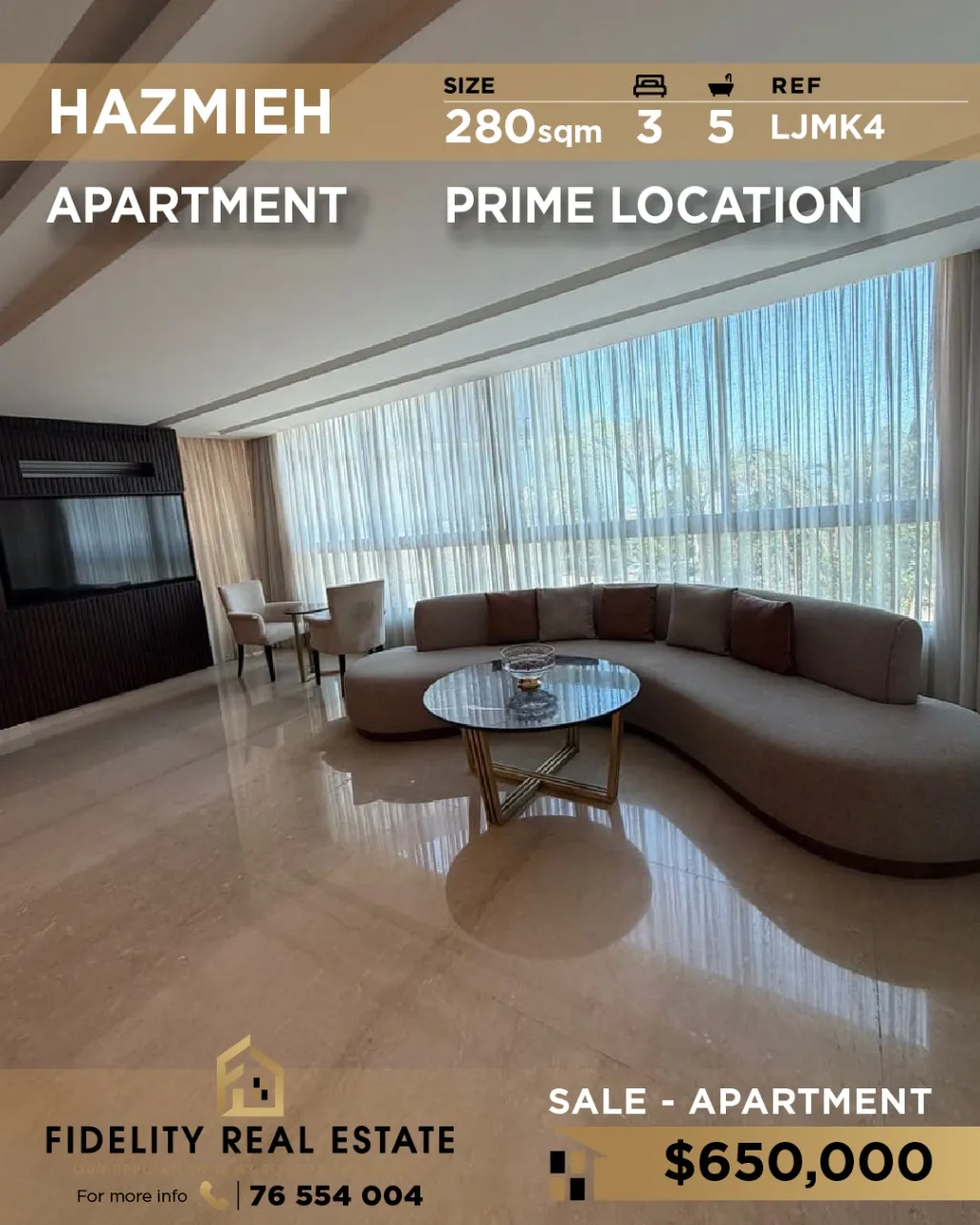 Apartment for sale in Hazmieh, Lebanon - 3 bed, 5 bath