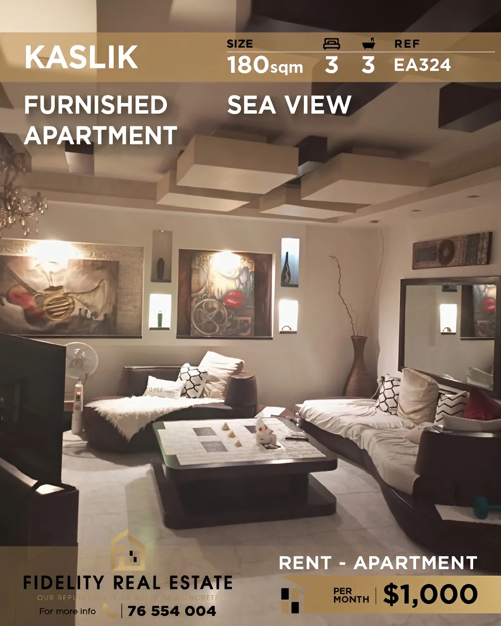 Apartment for rent in Kaslik, Lebanon