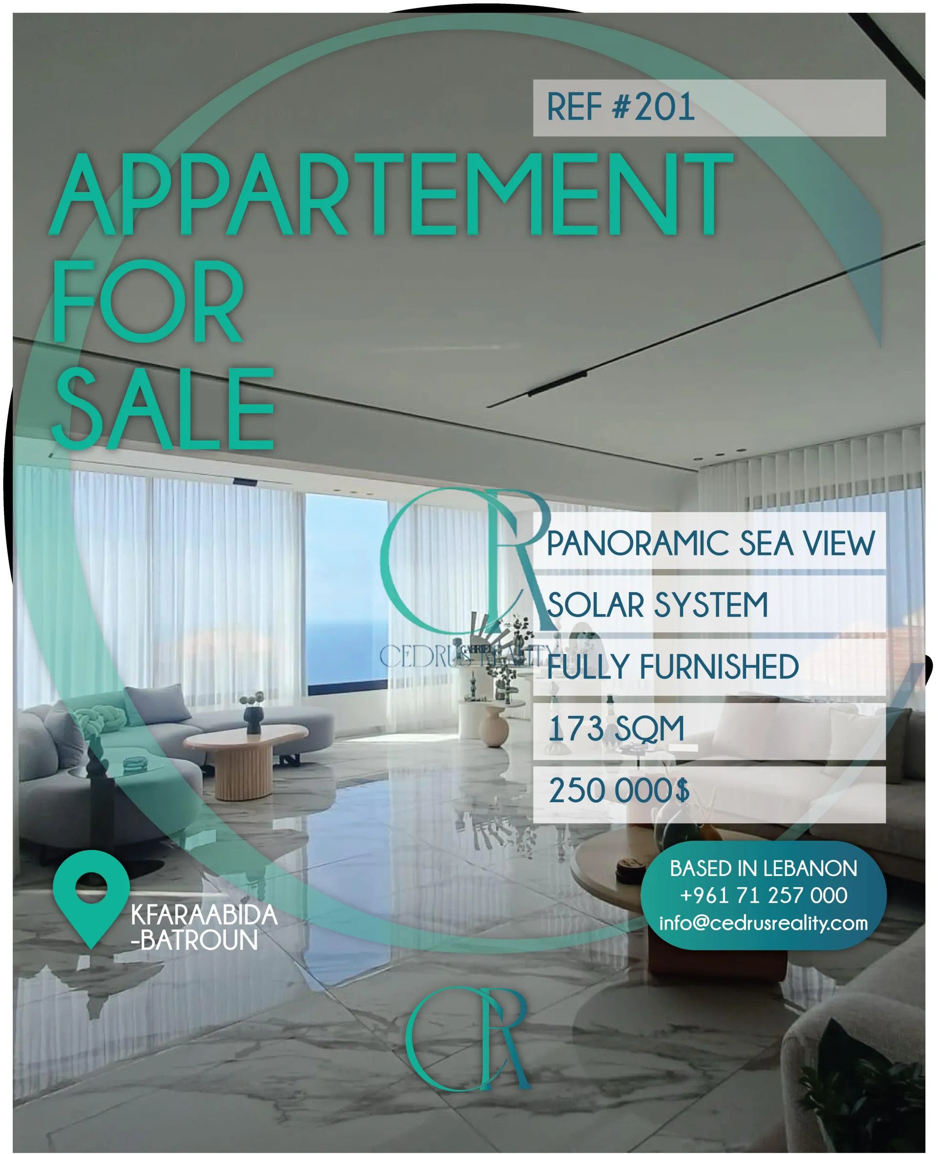 Apartment for sale in Kfar Aabida, Lebanon