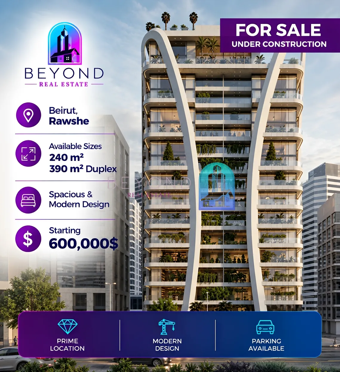 Apartment for sale in Raoucheh