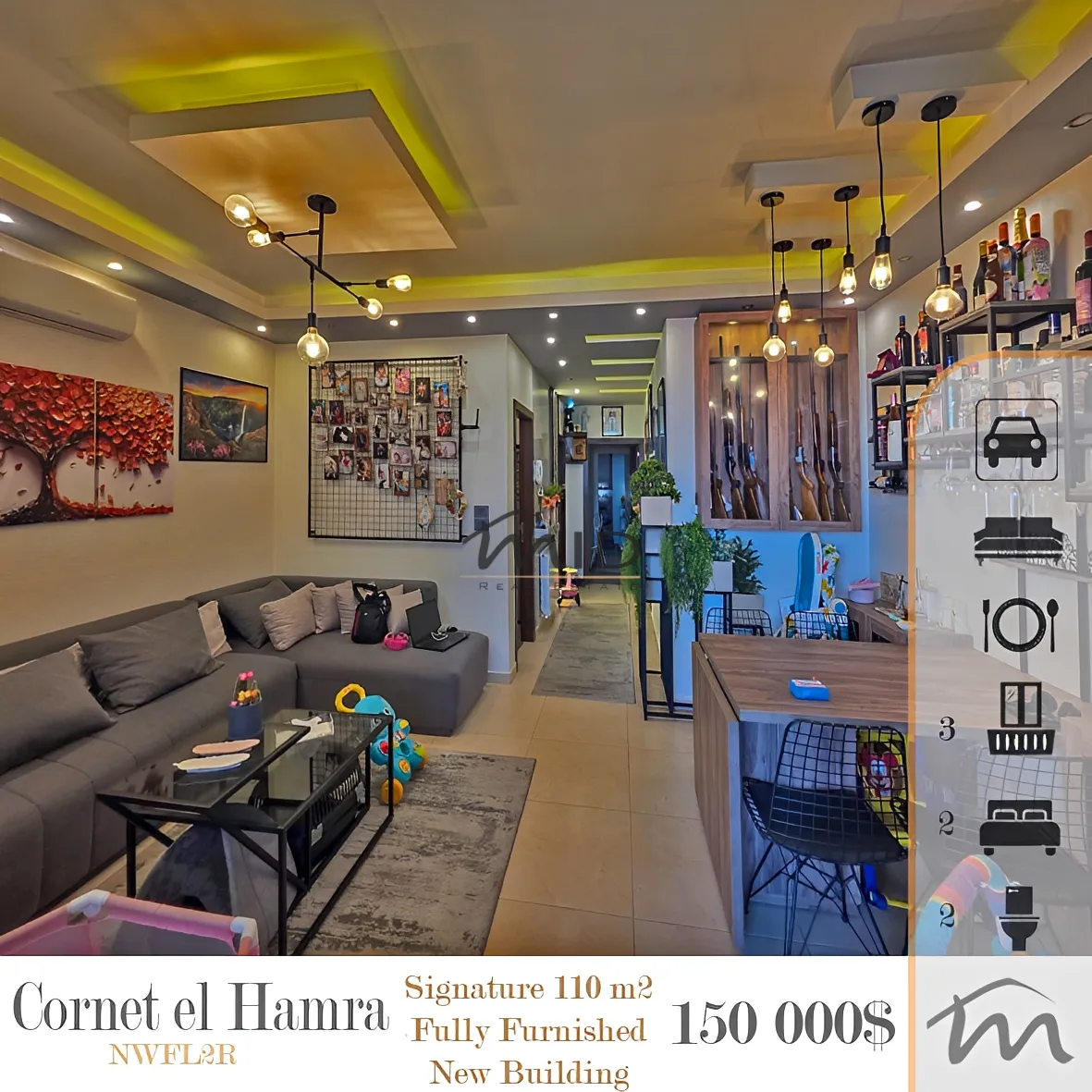 Apartment for sale in Qornet el hamra, lebanon - 2 bed, 2.0 bath