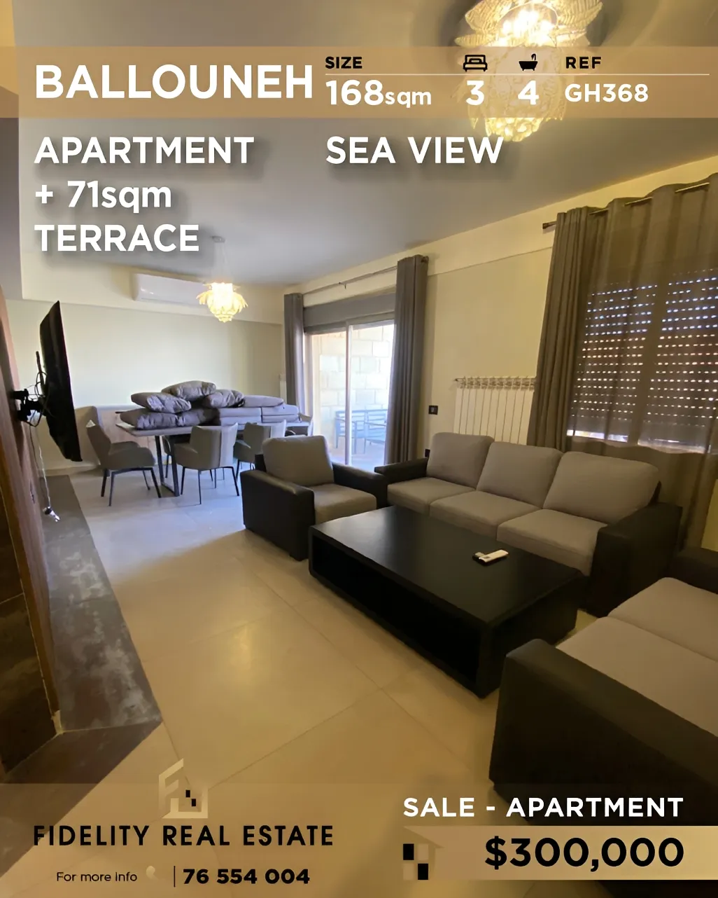 Apartment for sale in Ballouneh, Lebanon - 3 bed, 4 bath