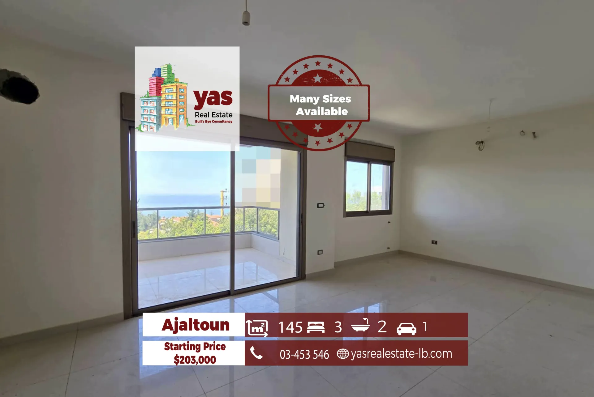 Apartment for Sale in Ajaltoun - 3 bed, 1 bath