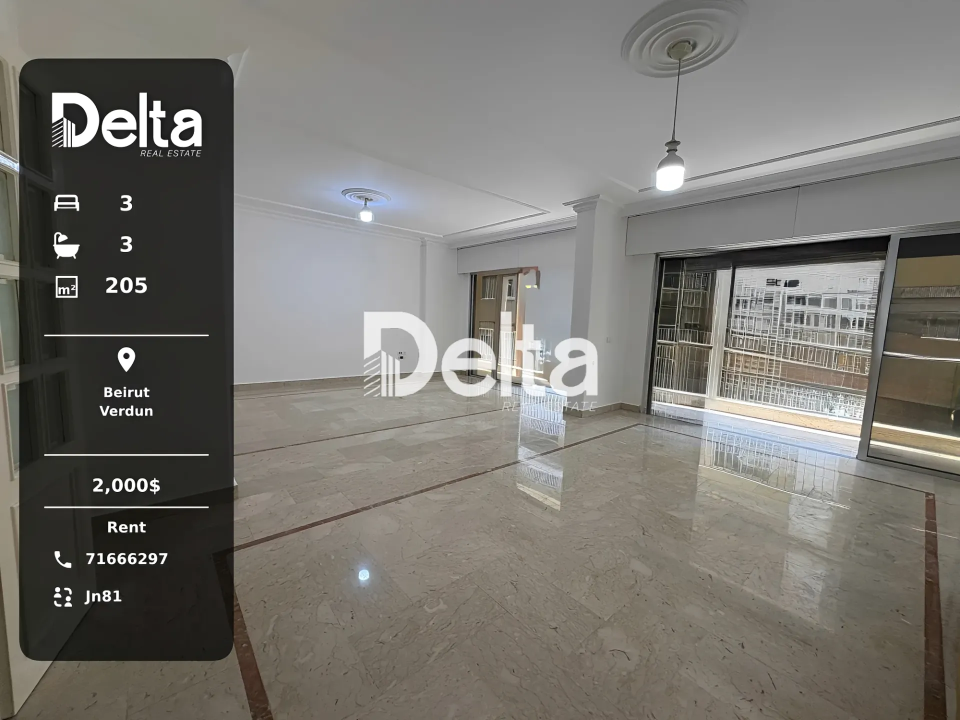 Apartment for rent in Verdun, beirut, lebanon - 3 bed, 3.0 bath