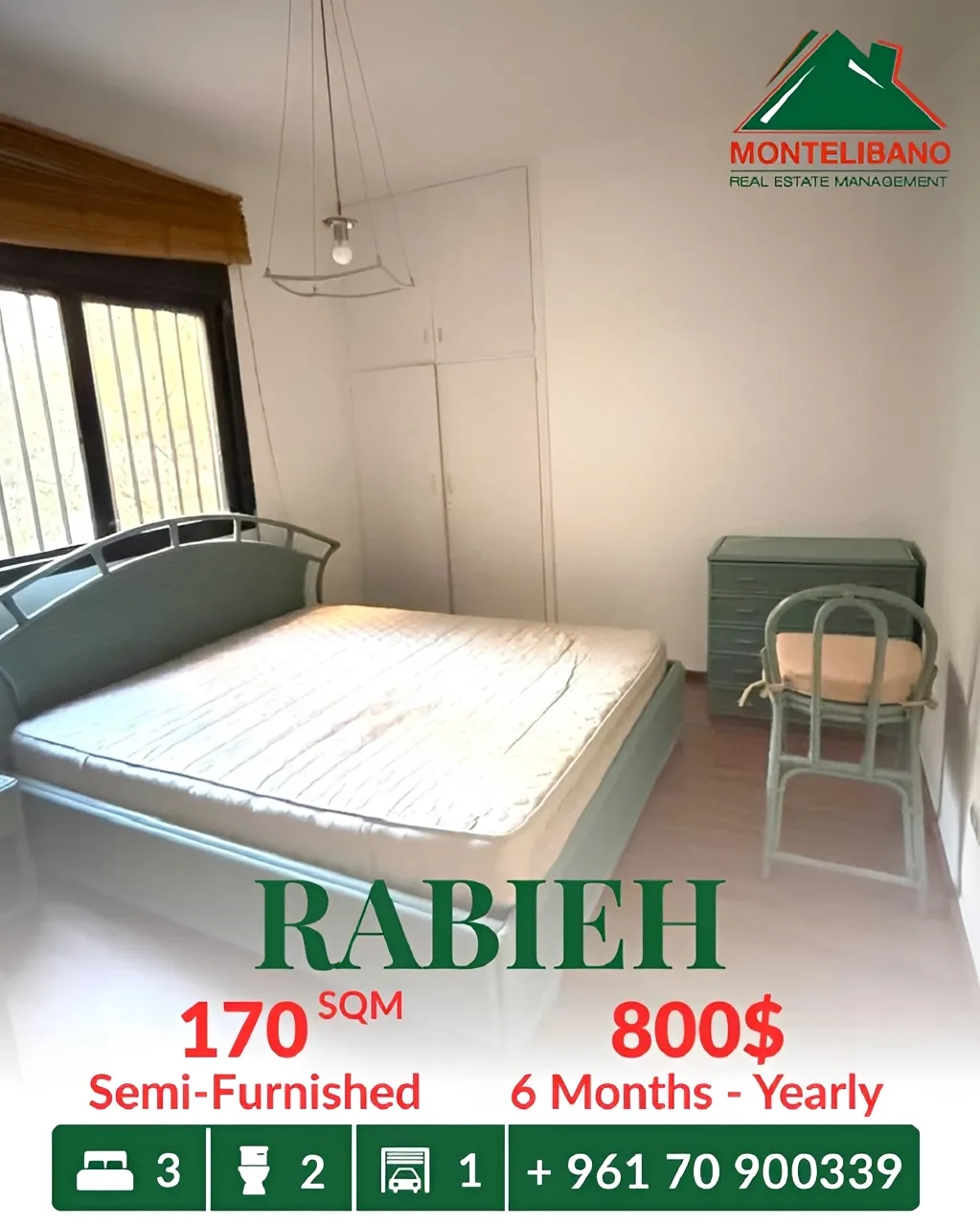 Apartment for rent in Rabieh, Lebanon