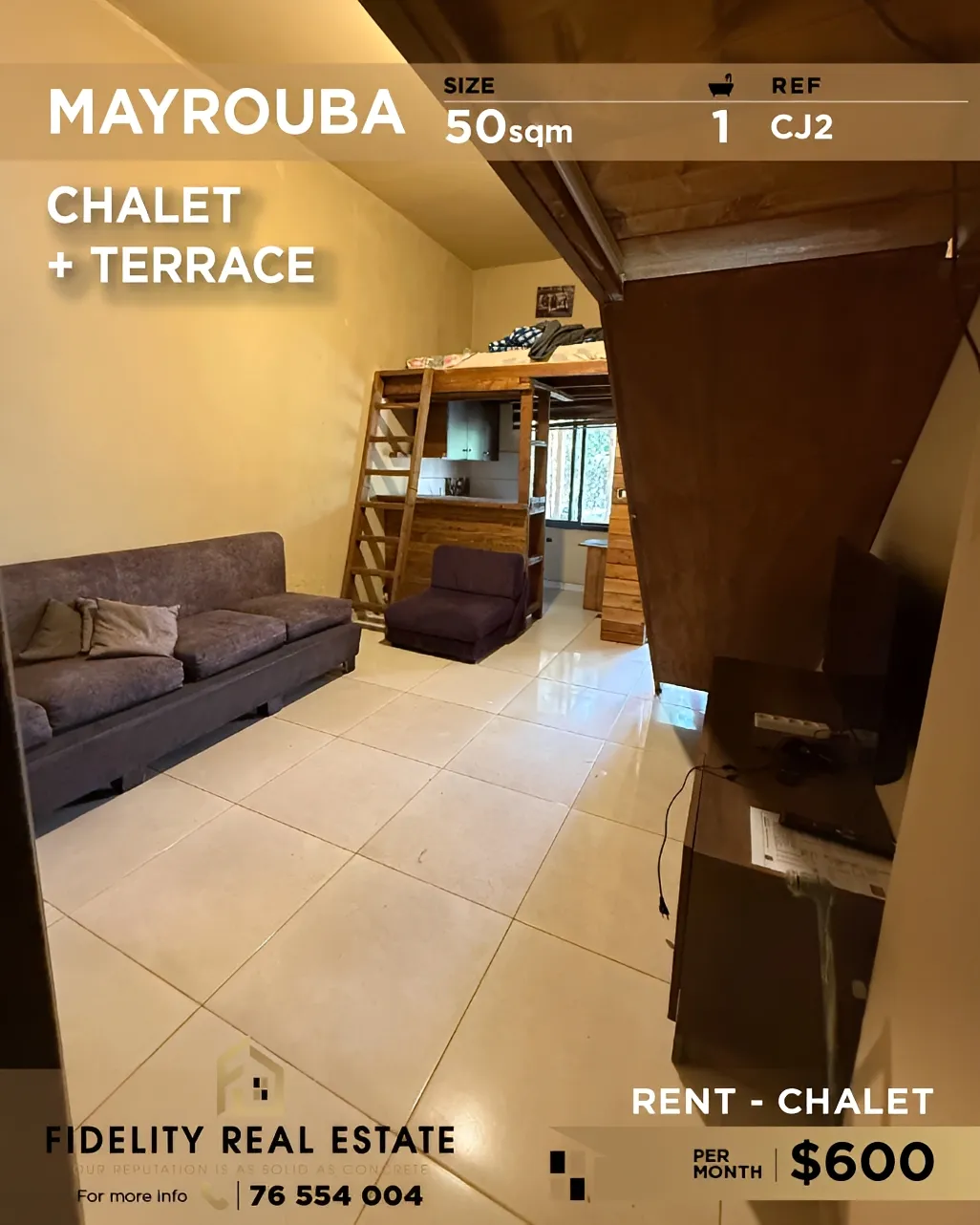 Chalet for rent in Mayrouba, Lebanon - 1 bed, 1 bath