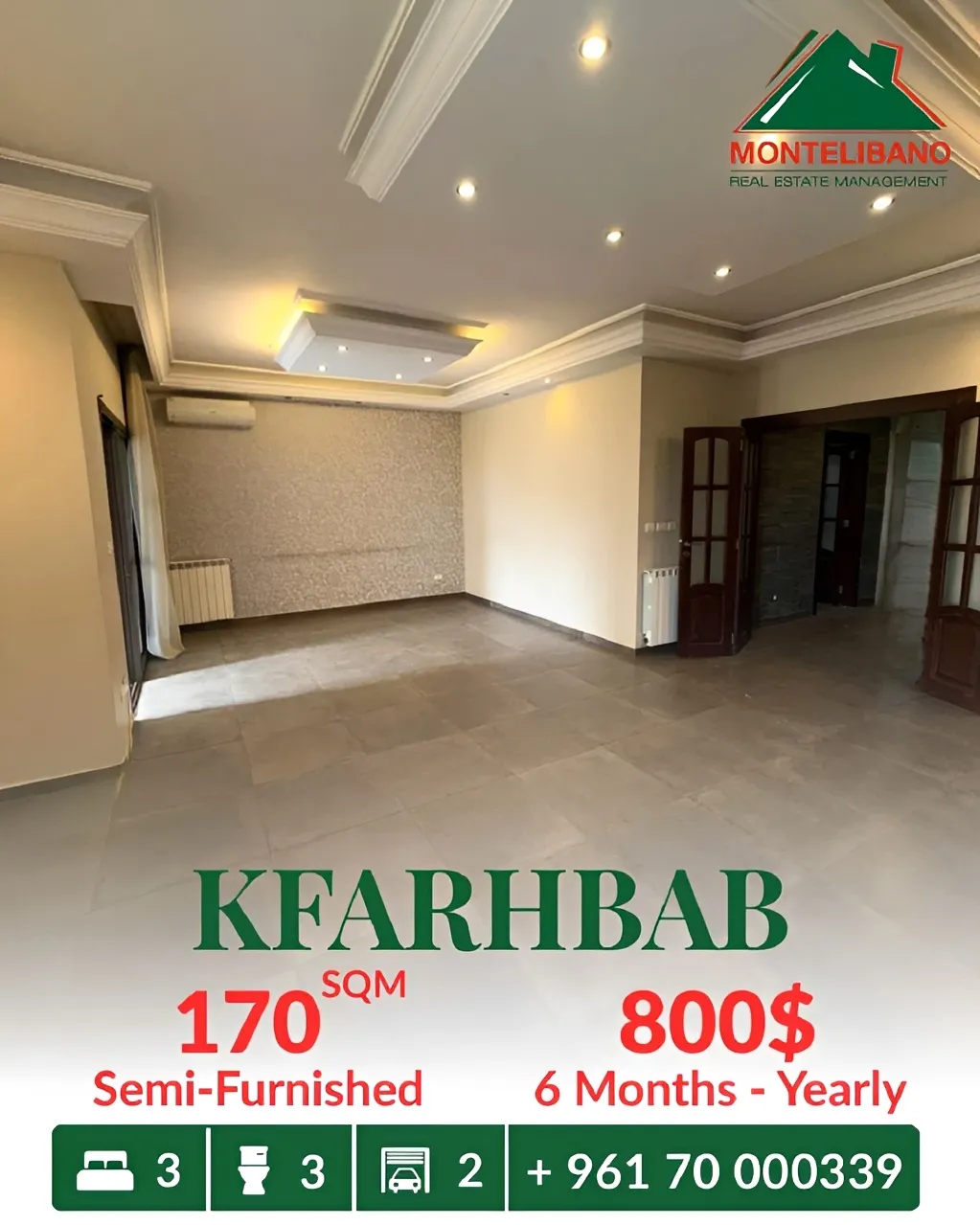 Apartment for rent in Kfar Hbab, Lebanon - 3 bed, 3 bath