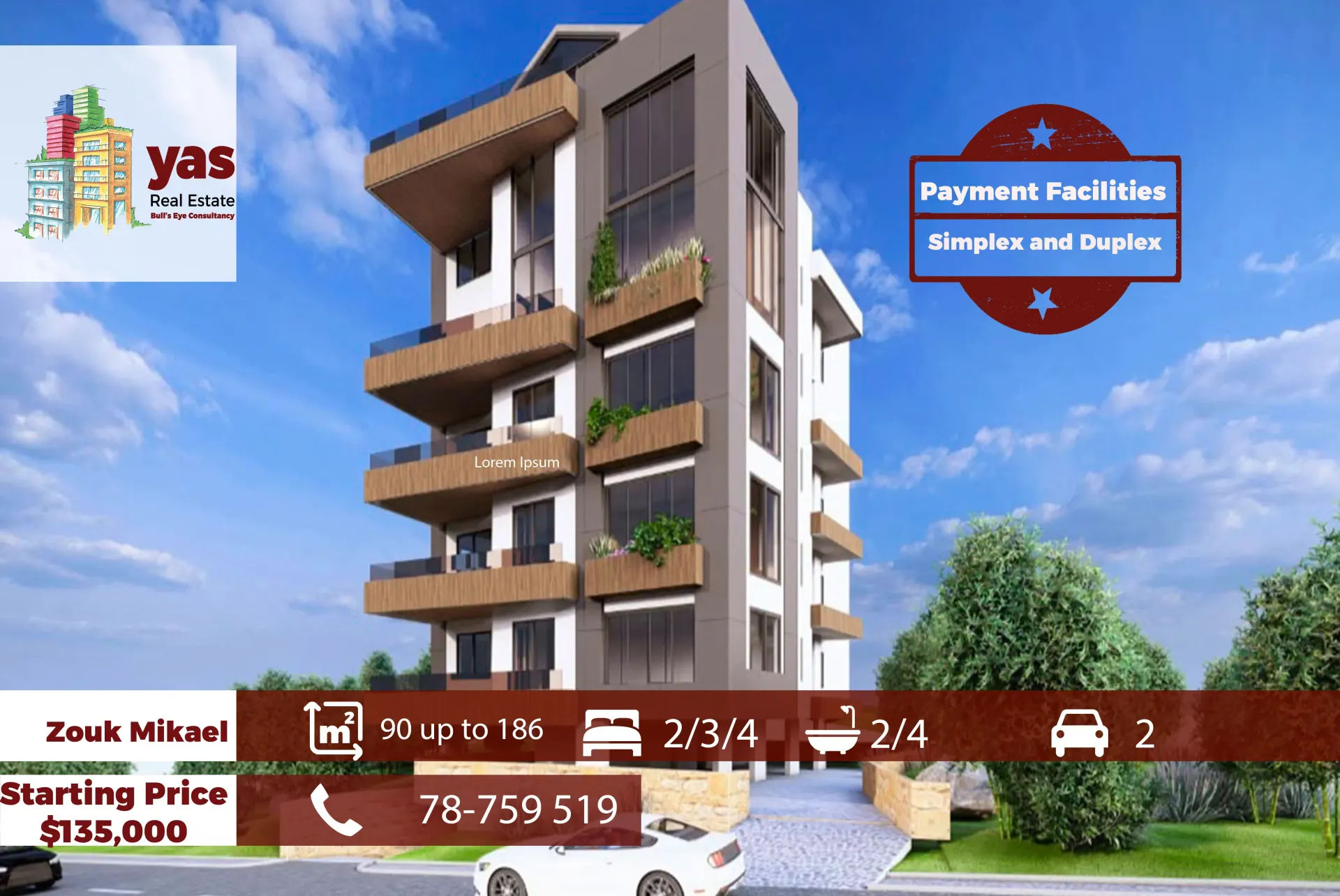 Apartment for Sale in Zouk Mikael