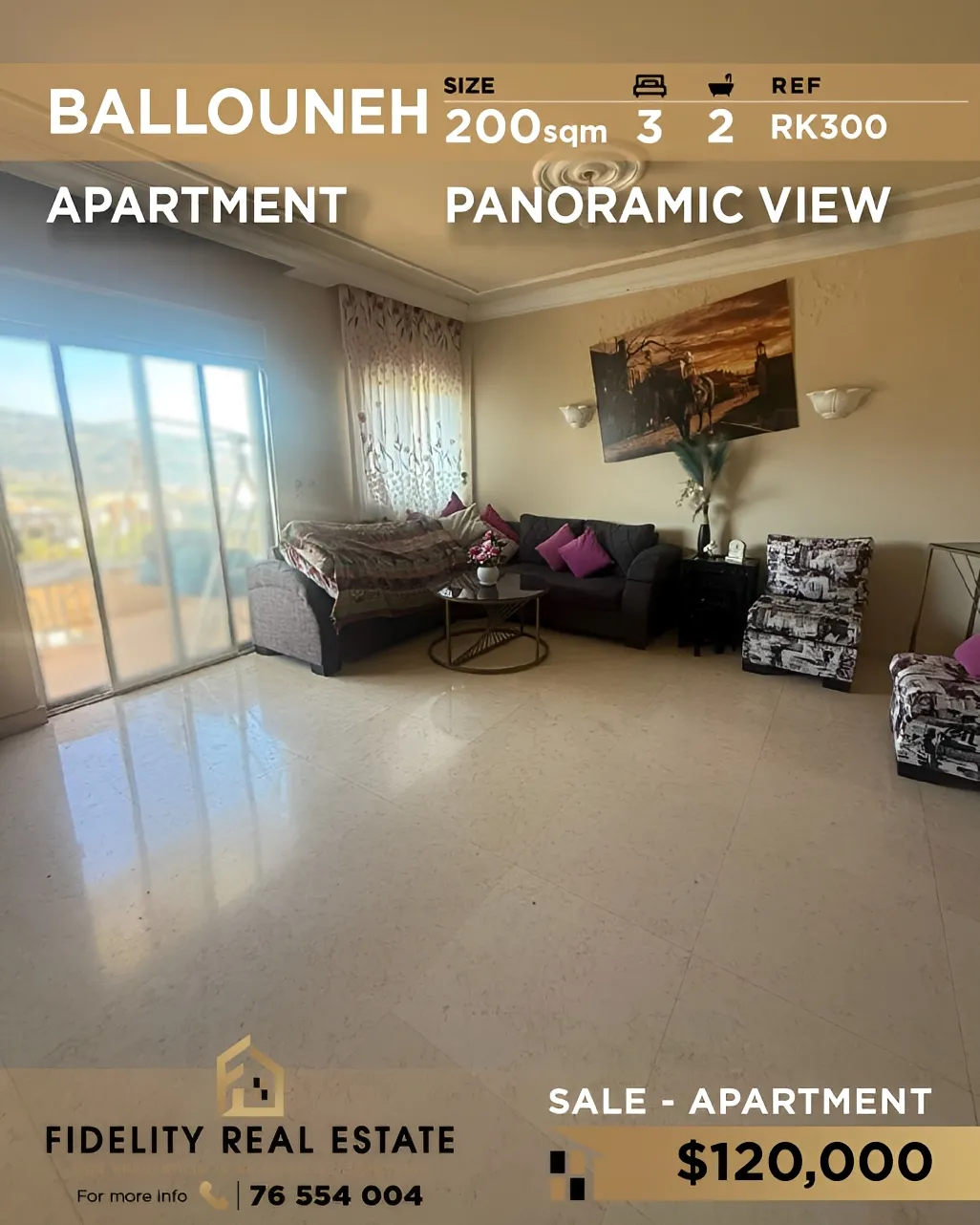 Apartment for sale in Ballouneh, Lebanon - 3 bed, 2 bath